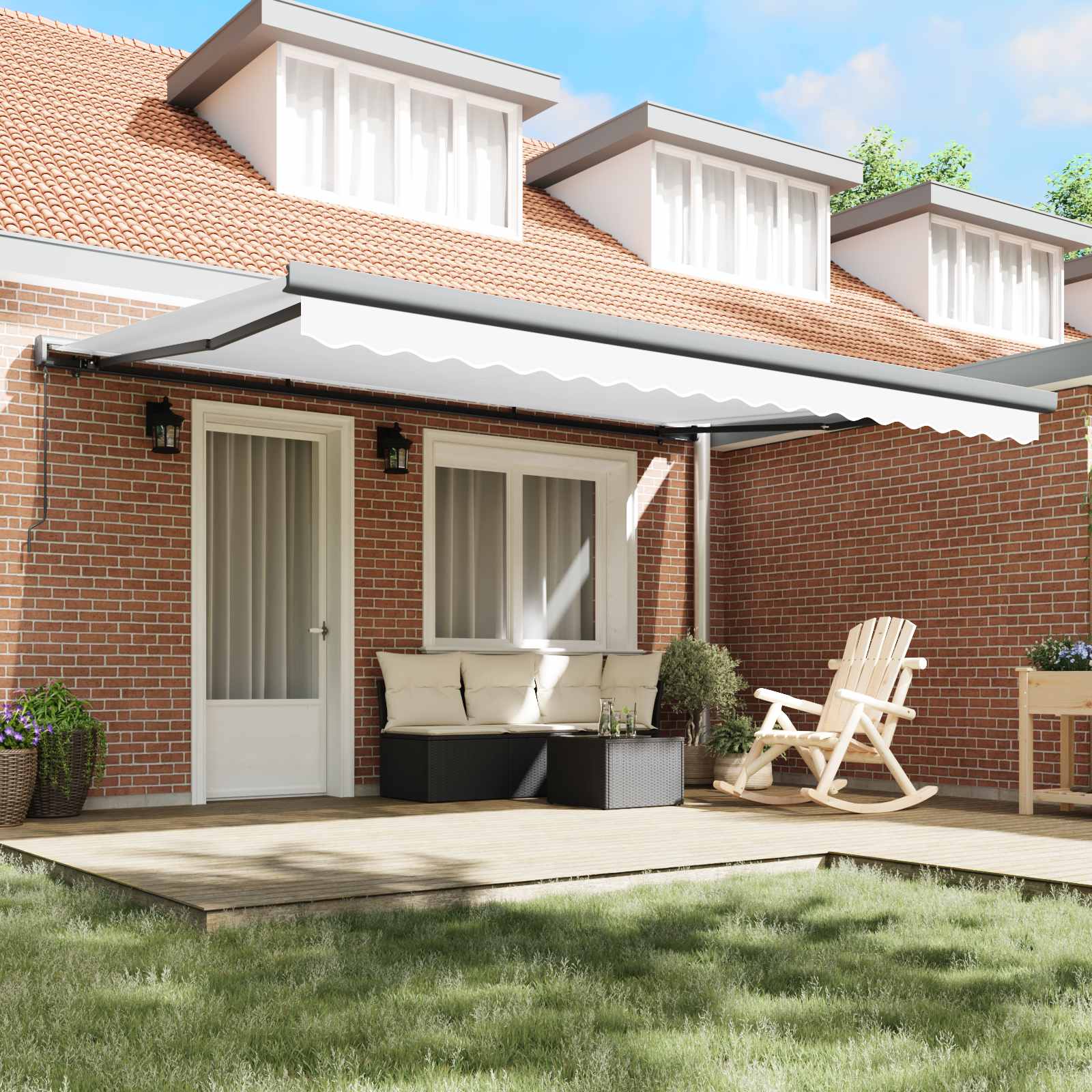 Tenda retrattile Bianco 4 × 3 m Tela e Alluminio