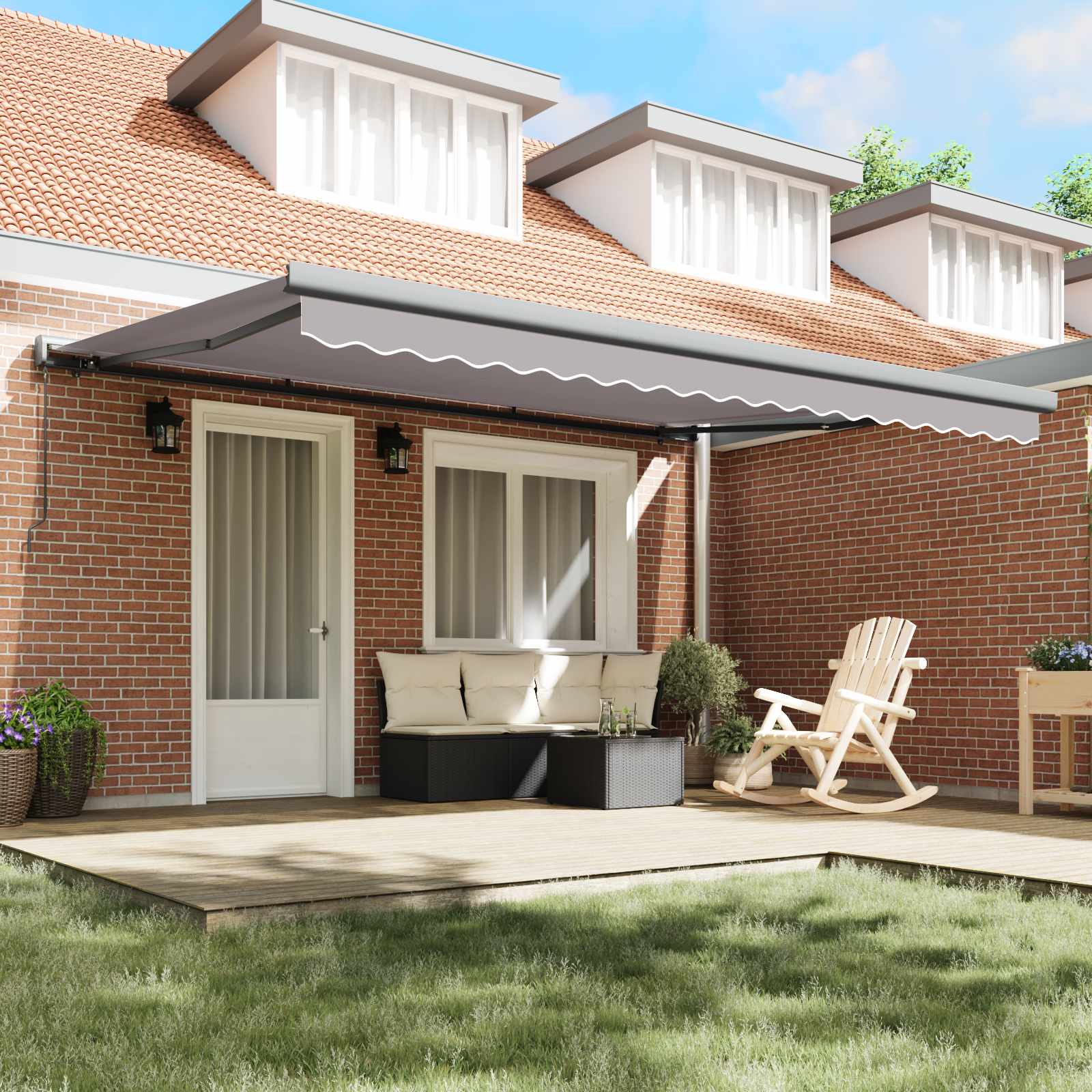Tenda retrattile Grigio Chiaro 4 × 3 m Tela e Alluminio