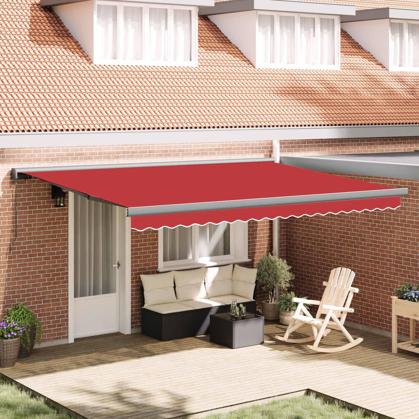 Tenda retrattile Rosso 4 × 3 m Tela e Alluminio