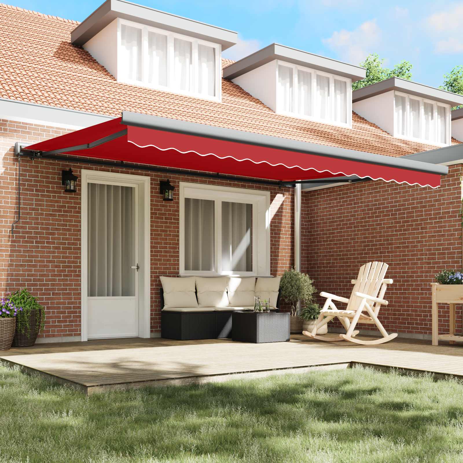 Tenda retrattile Rosso 4 × 3 m Tela e Alluminio