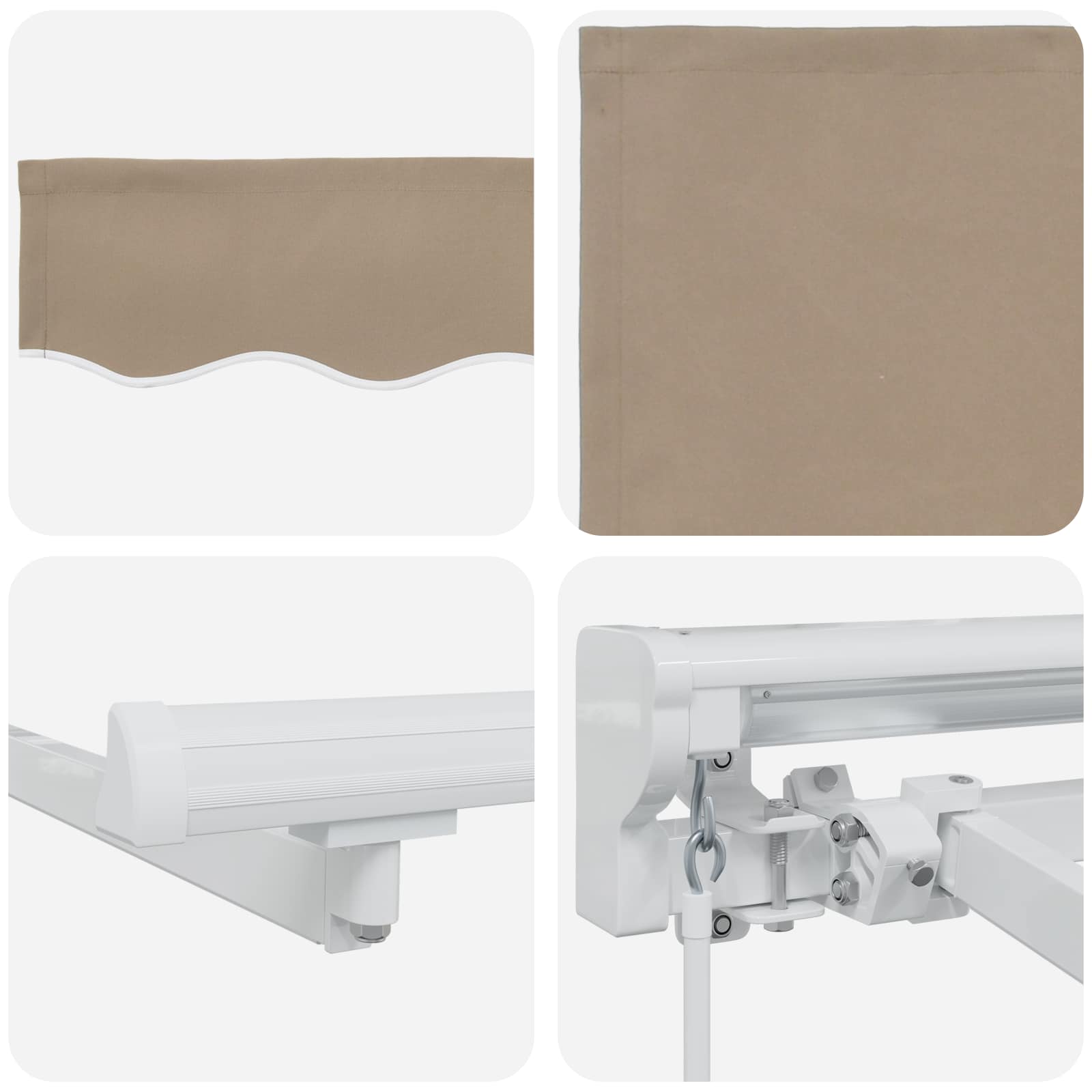 Cornice per Tenda Manuale con LED Beige e Bianco 2,5 x 2 m