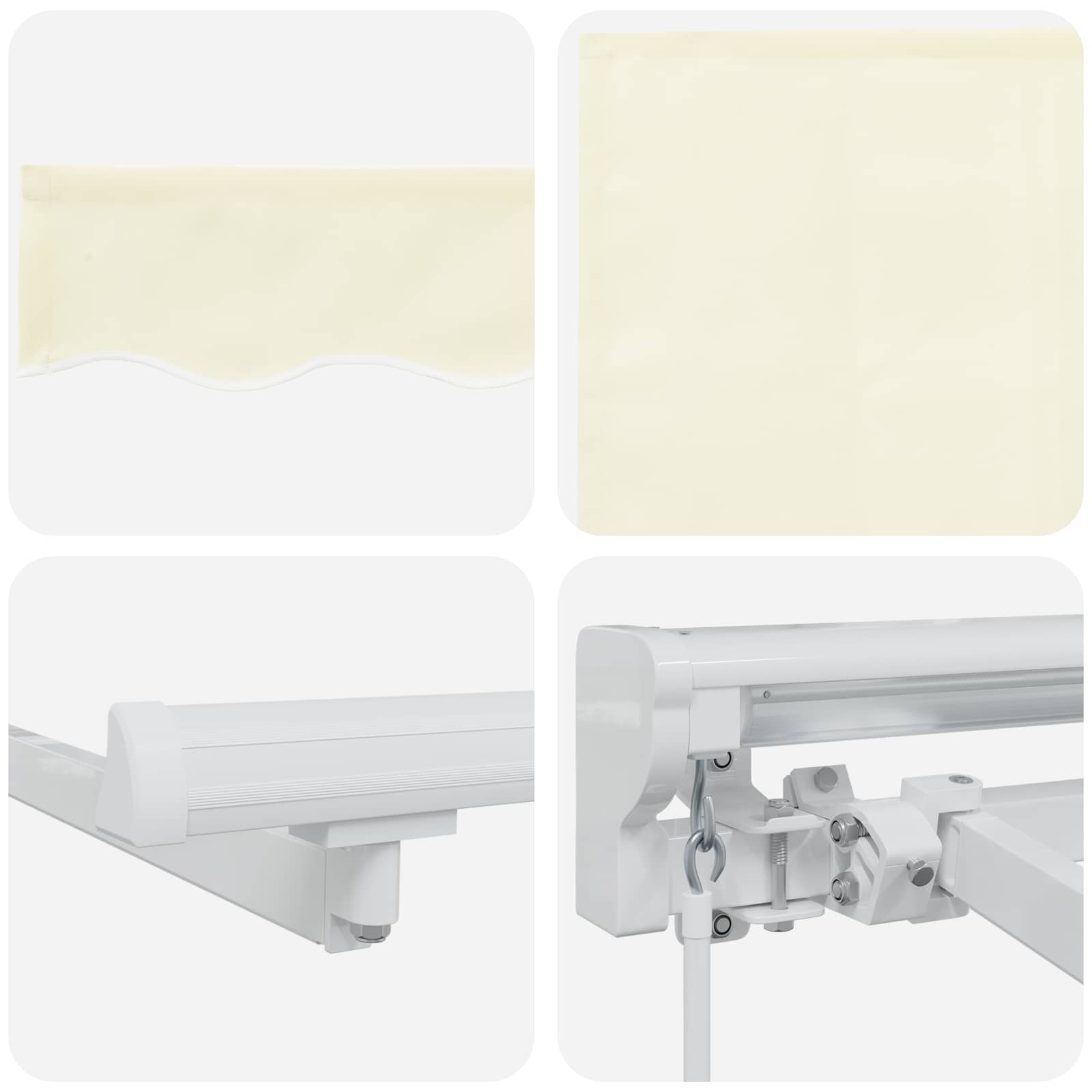 Cornice per Tenda Manuale con LED Crema e Bianco 3 x 2 m