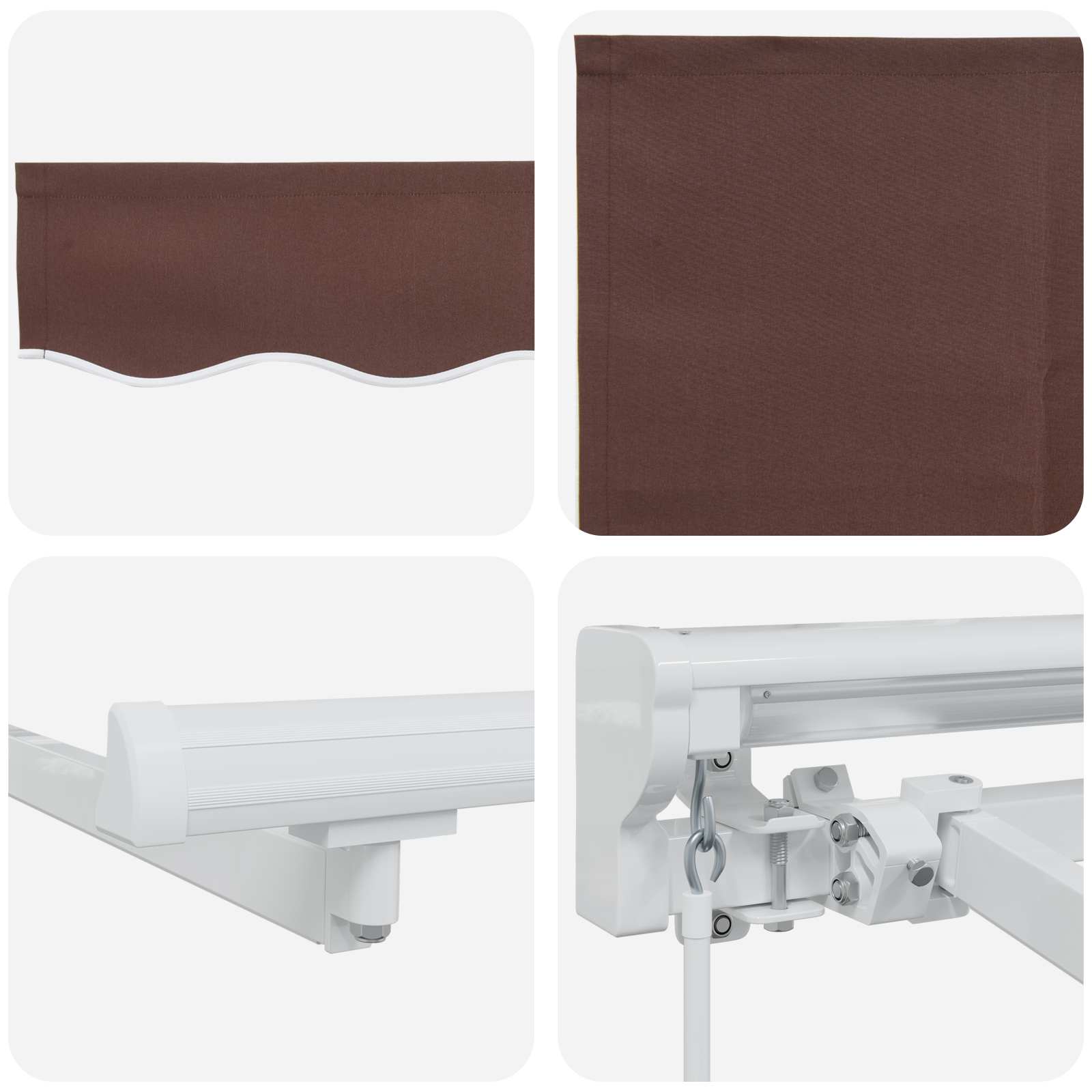 Cornice per Tenda Manuale con LED Marrone e bianco 3 x 2,5 m