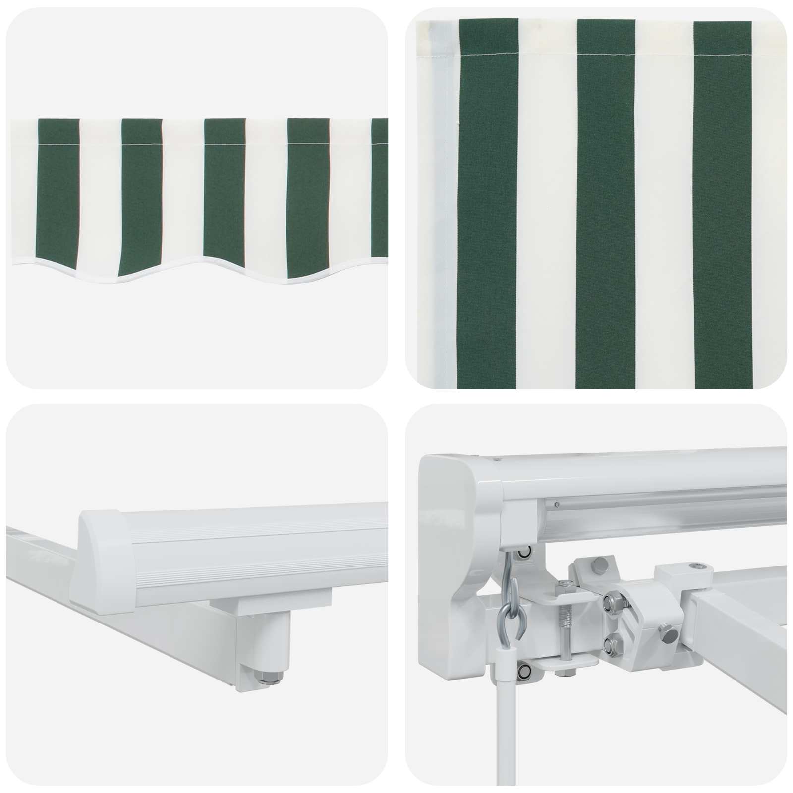 Cornice per Tenda Manuale con LED Verde e Bianco 3,5 x 2,5 m