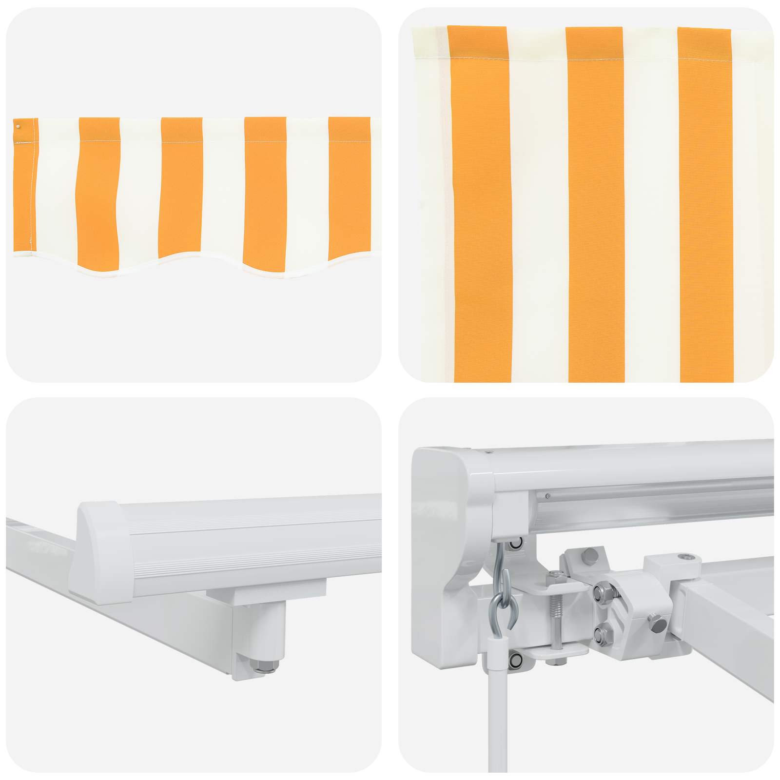 Cornice per Tenda Manuale con LED Giallo e Bianco 4 × 3 m