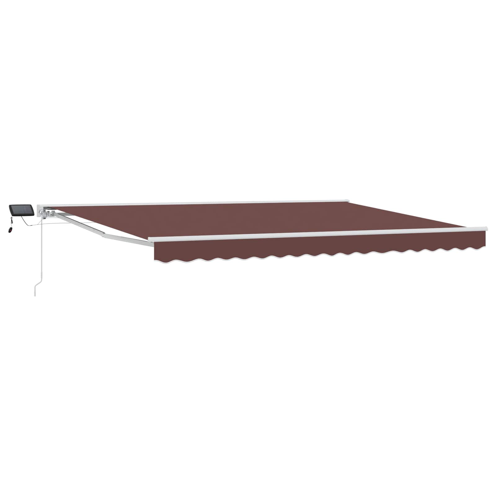 Cornice per Tenda Manuale con LED Marrone e bianco 4 × 3 m