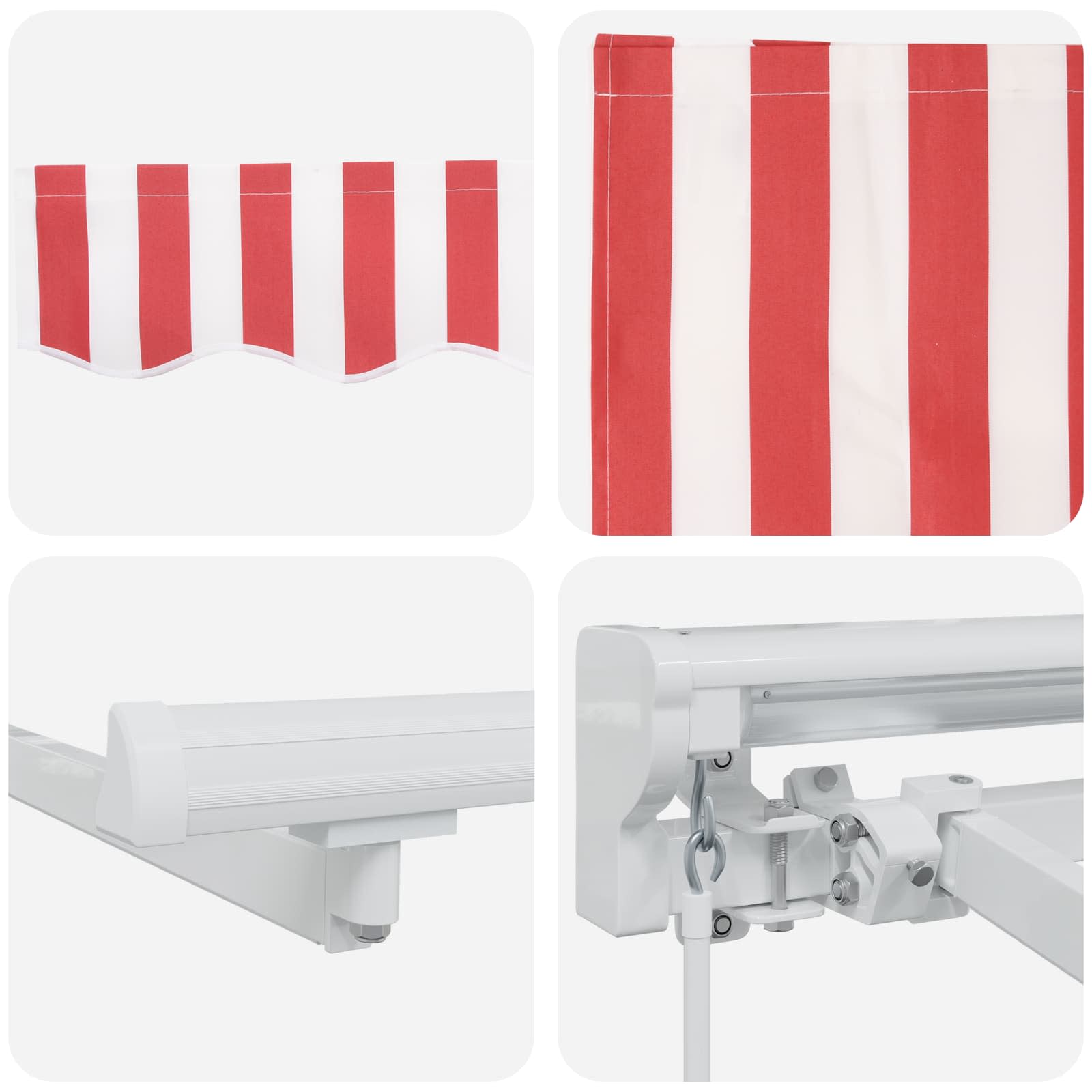 Cornice per Tenda Manuale con LED Rosso e Bianco 5 x 3 m