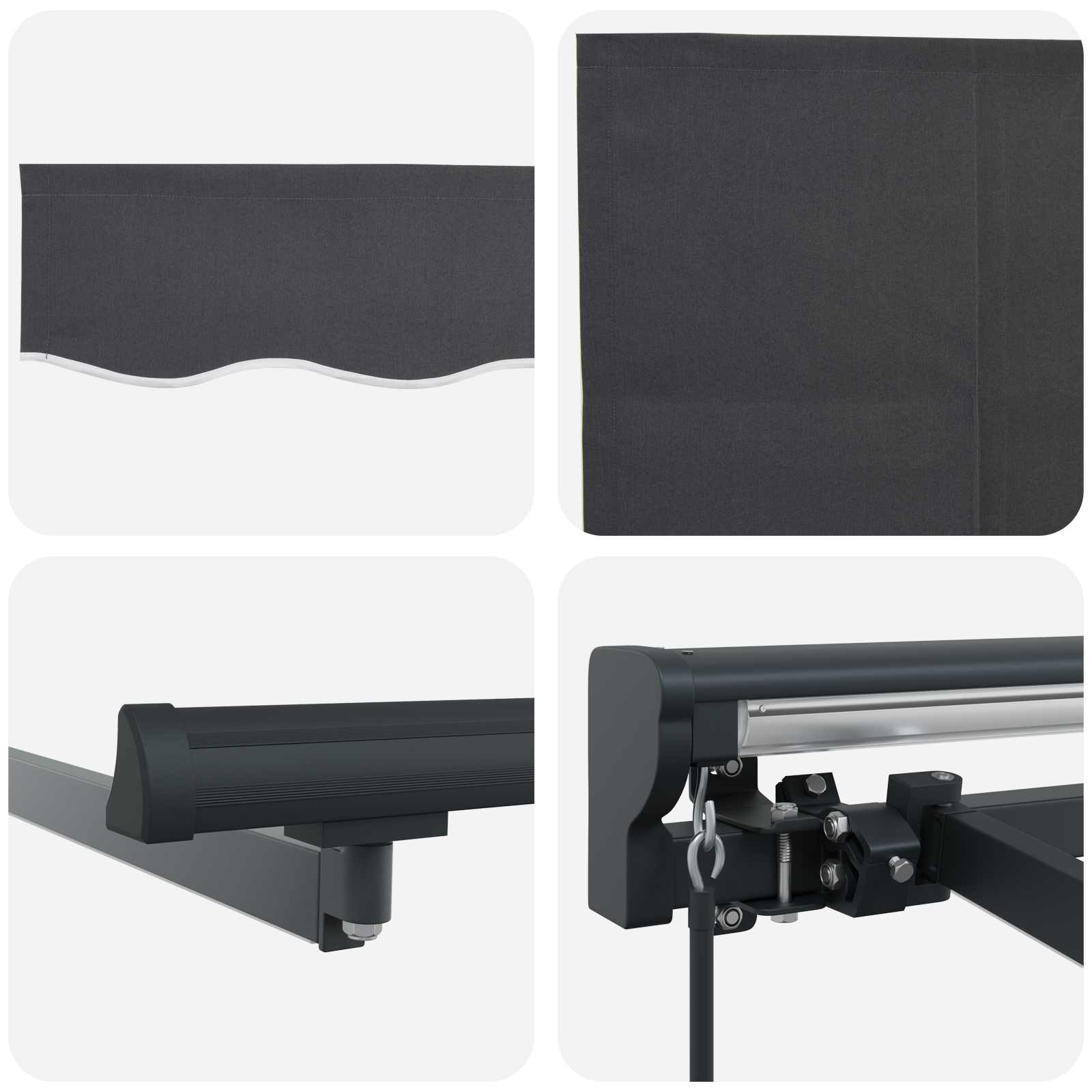 Cornice per Tenda Manuale con LED Antracite 2,5 x 2 m