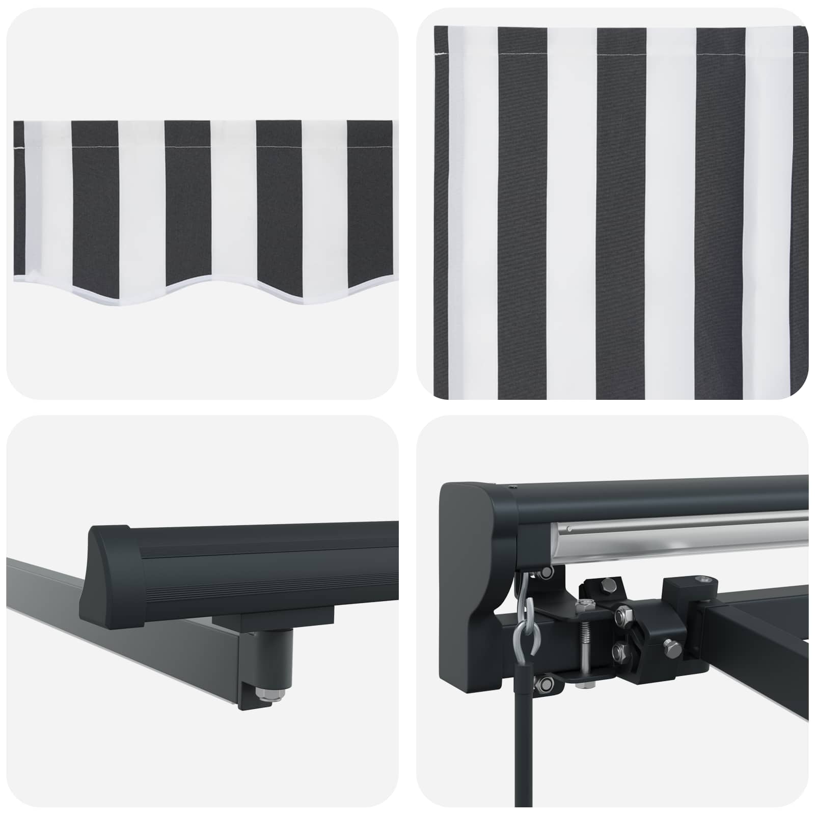 Cornice per Tenda Manuale con LED Antracite e Bianco 2,5 x 2 m