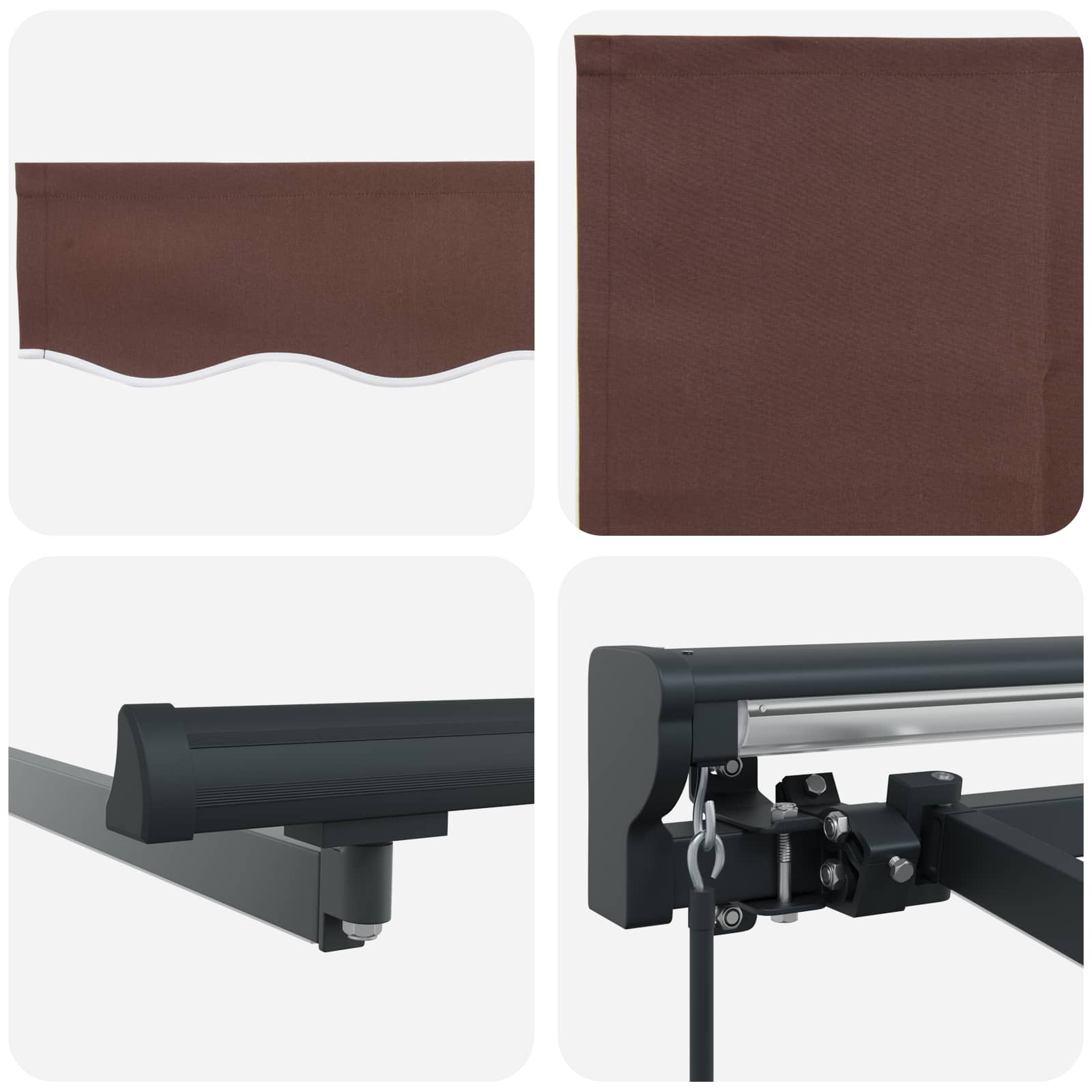 Cornice per Tenda Manuale con LED Marrone e Antracite 3 x 2 m