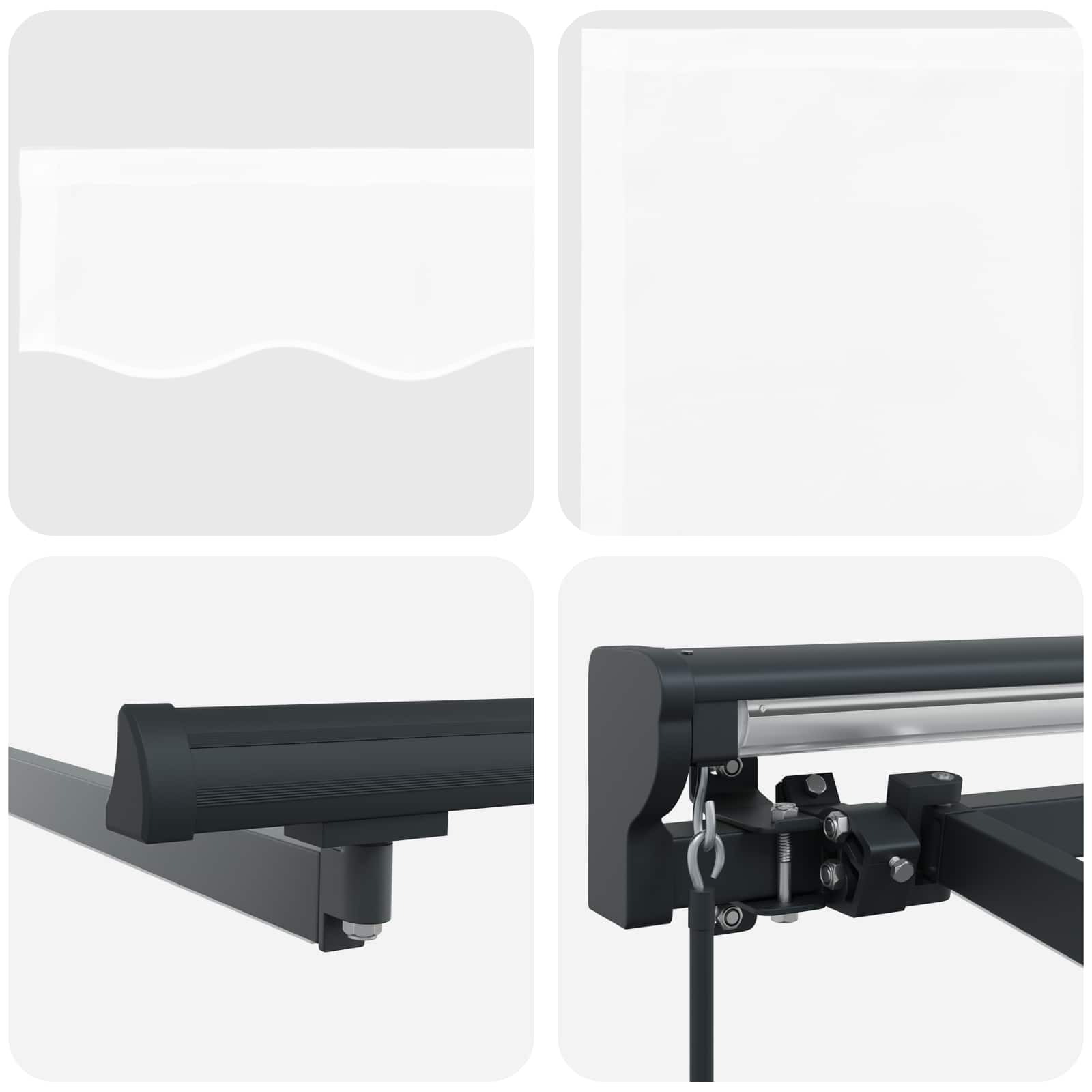 Cornice per Tenda Manuale con LED Bianco e Antracite 3,5 x 2 m