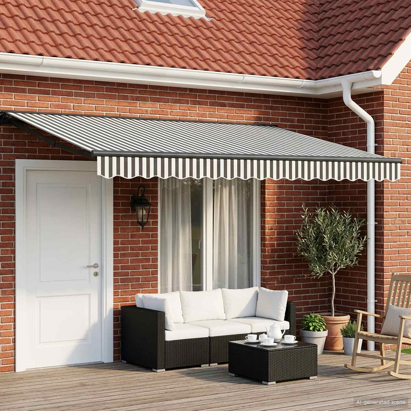 Cornice per Tenda Manuale con LED Antracite e Bianco 4 x 2 m