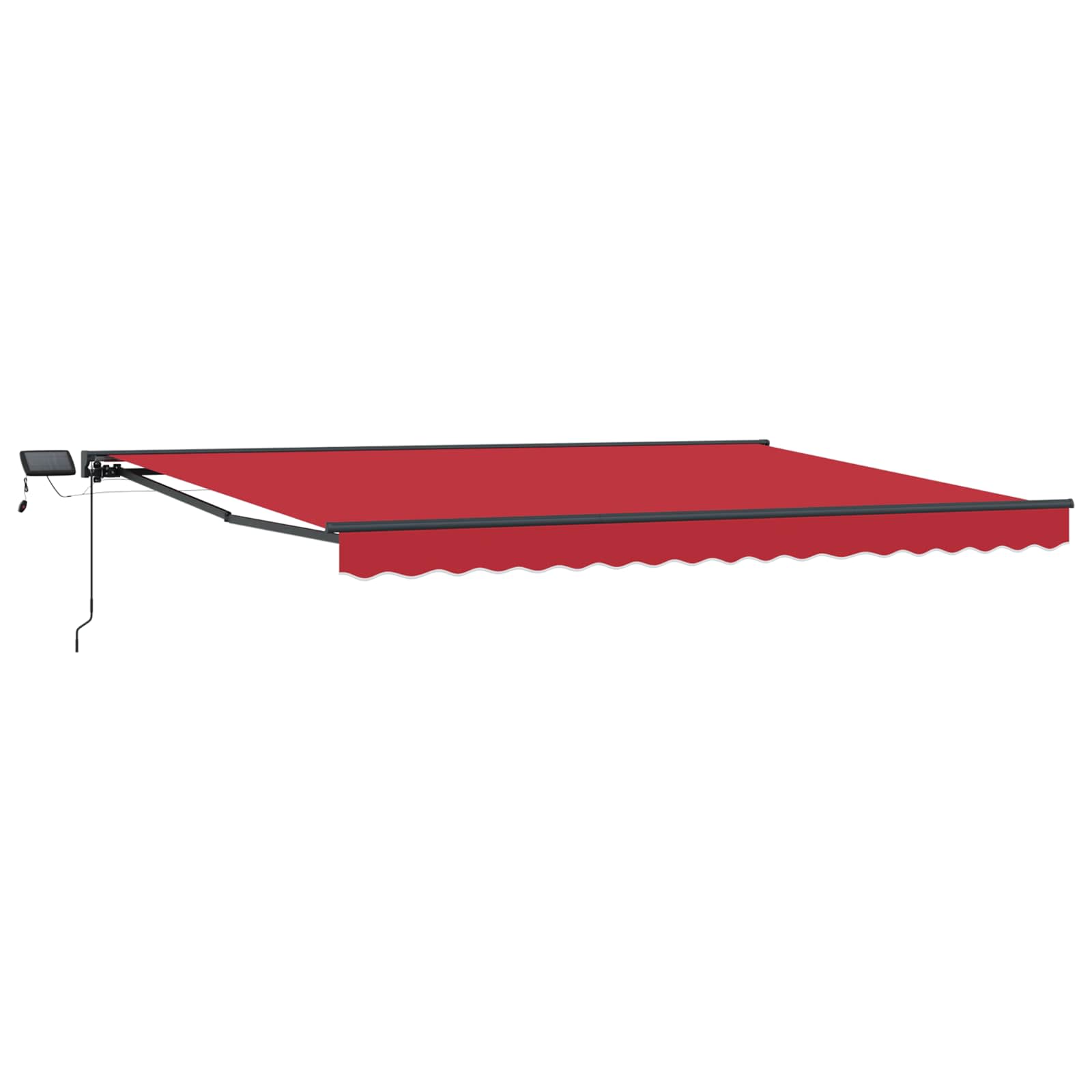 Cornice per Tenda Manuale con LED Rosso e Antracite 4 × 3 m