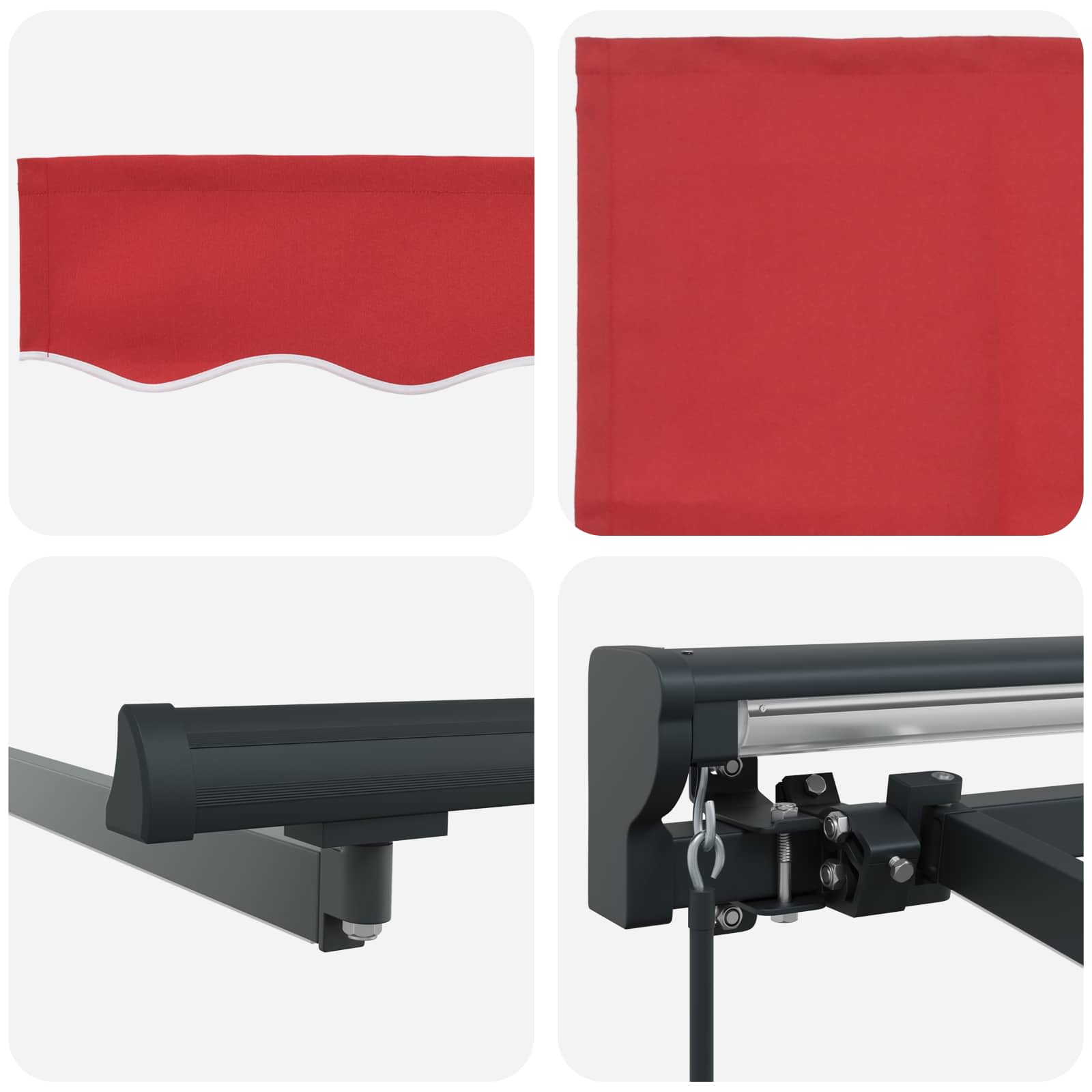 Cornice per Tenda Manuale con LED Rosso e Antracite 4 × 3,5 m