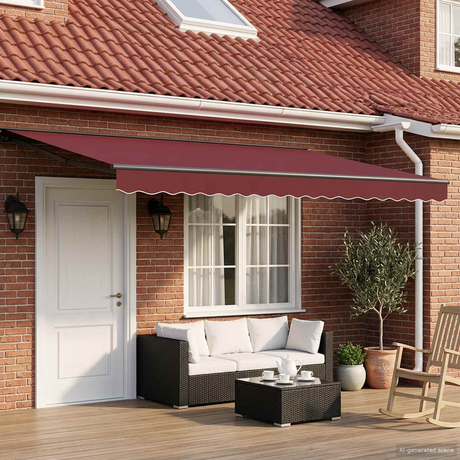Cornice per Tenda Manuale con LED Borgogna e Antracite 5 x 3 m