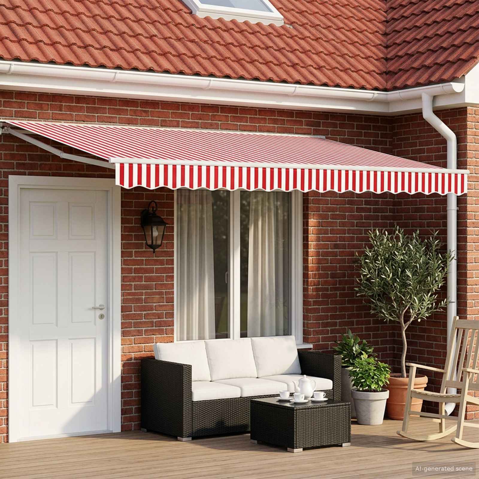 Tettuccio Elettrico Retrattile Rosso e Bianco 5 x 3 m