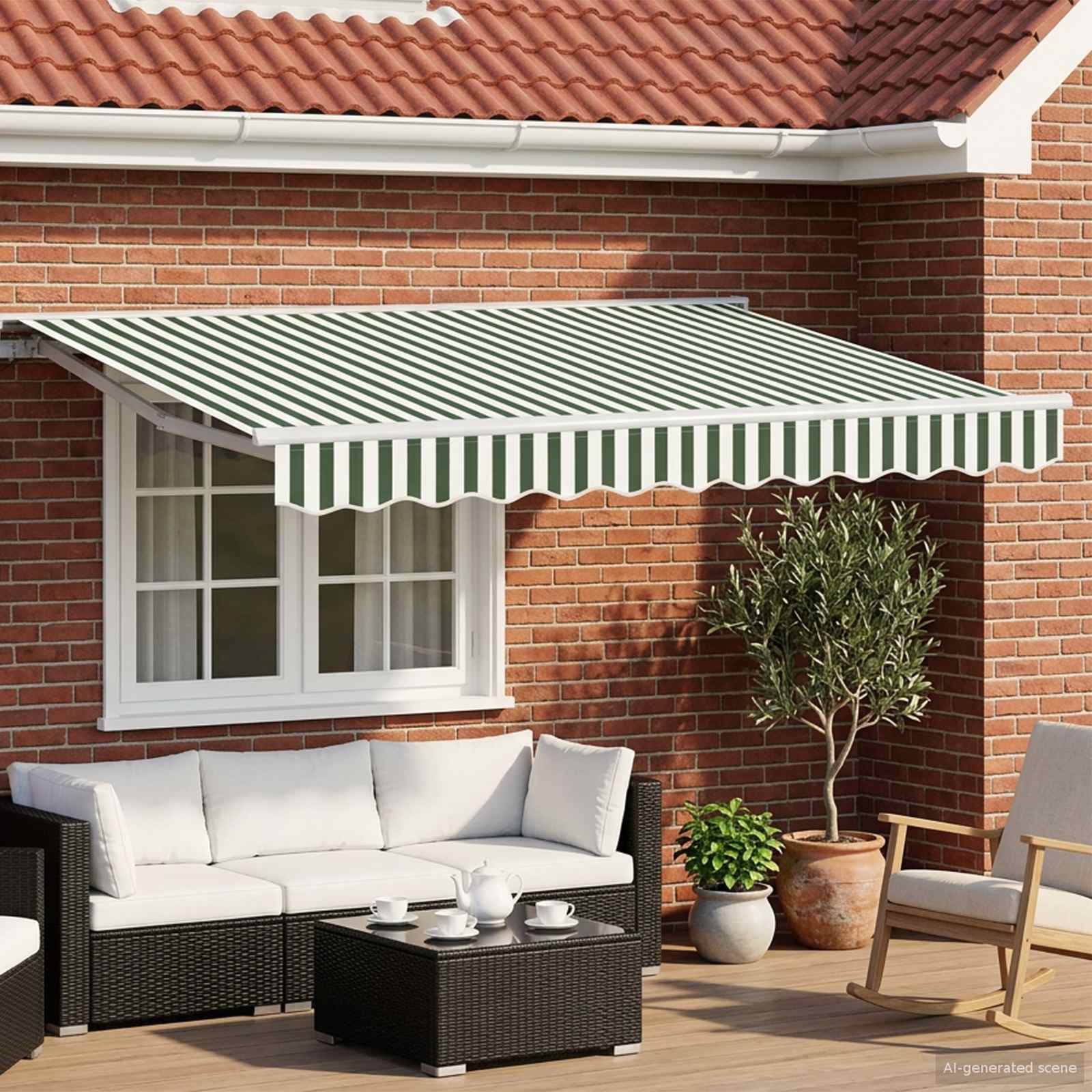 Tettuccio Elettrico Retrattile Verde e Bianco 2,5 x 2 m