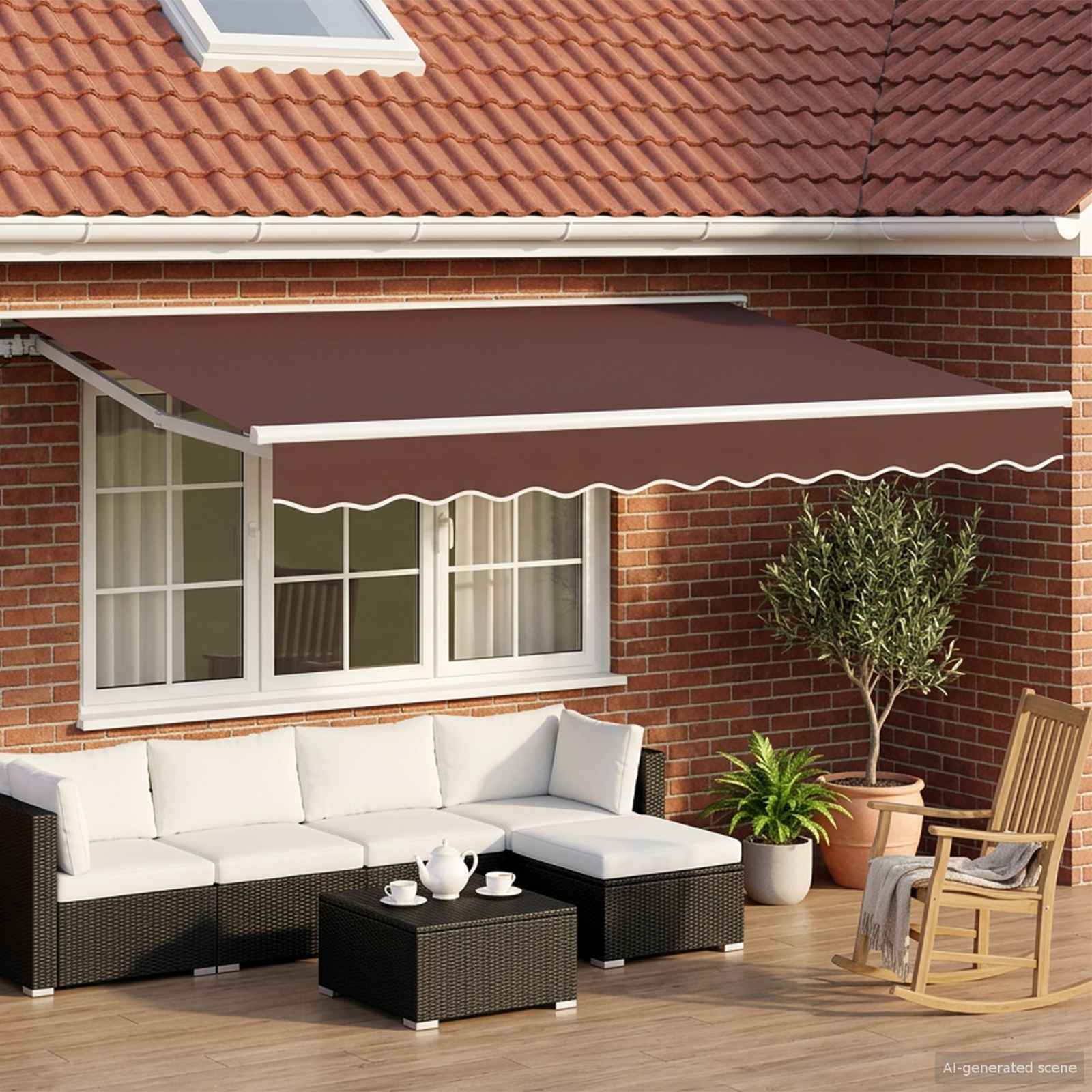 Tettuccio Elettrico Retrattile Marrone e bianco 3 x 2 m
