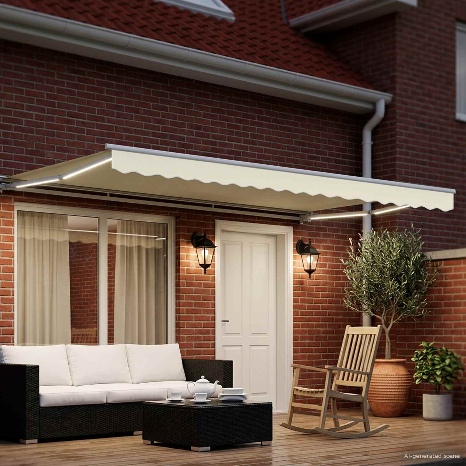 Tettuccio Elettrico Retrattile Crema e Bianco 4 x 2 m