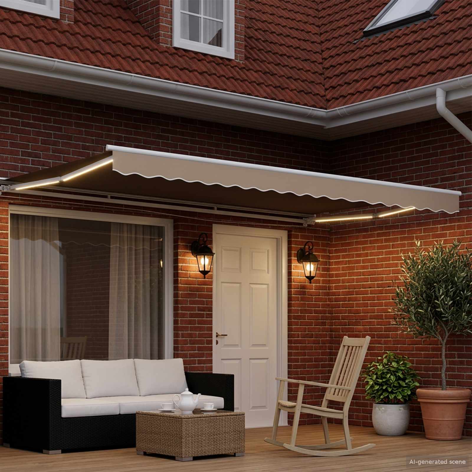 Tettuccio Elettrico Retrattile Beige e Bianco 4 x 2 m