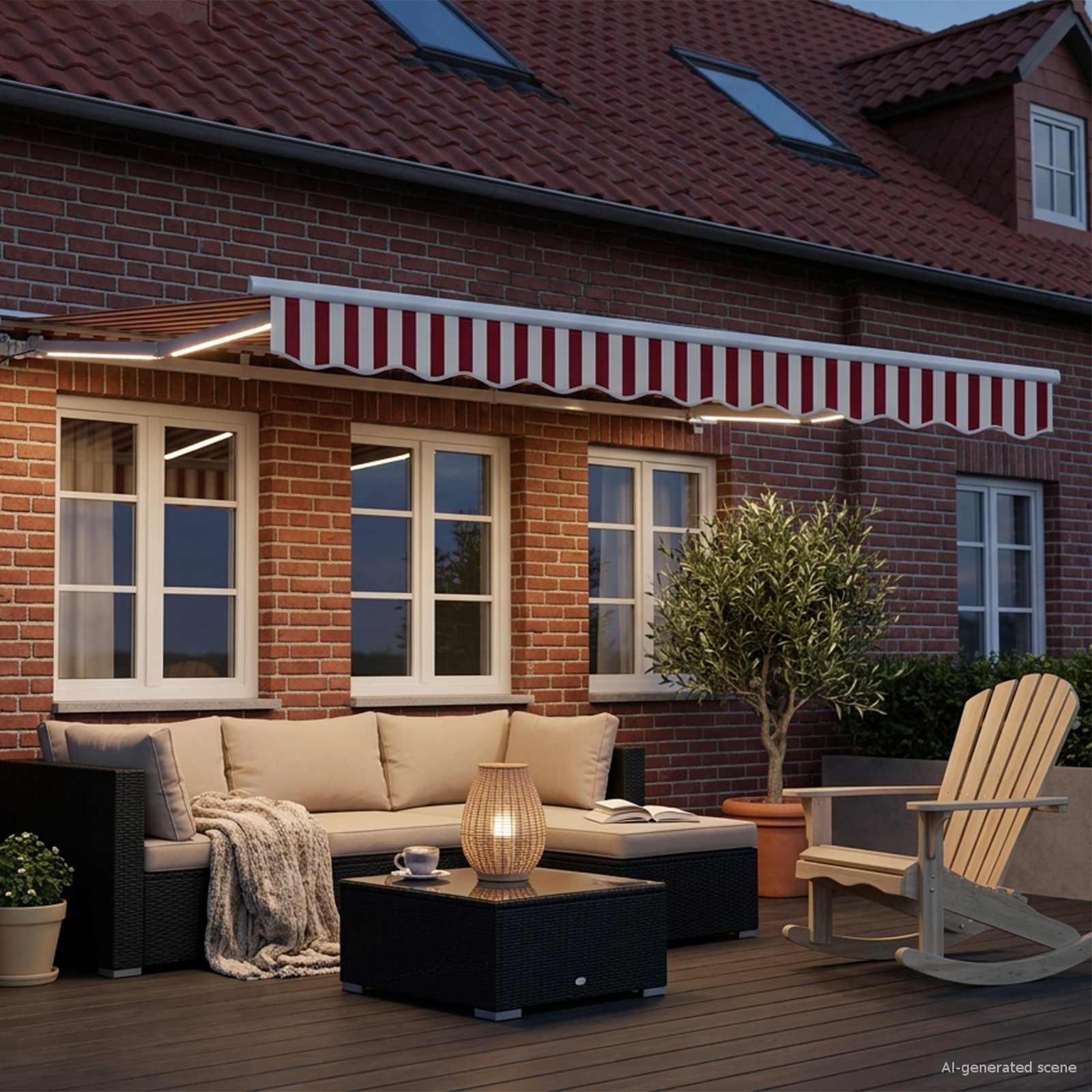 Tettuccio Elettrico Retrattile Rosso e Bianco 3,5 x 2,5 m