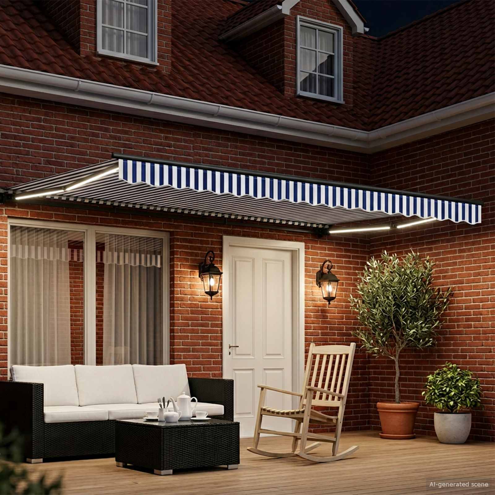 Tettuccio Elettrico Retrattile Blu, Bianco, Antracite 4 x 2 m