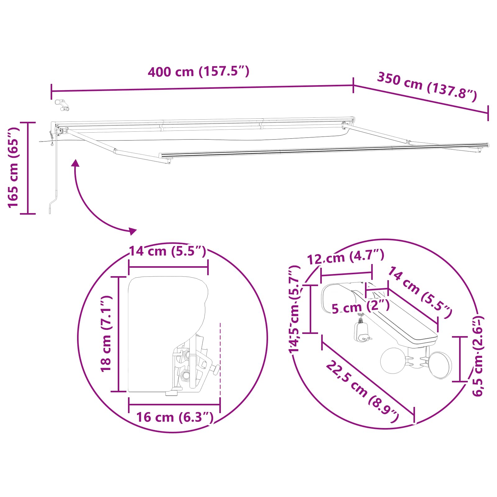 Tettuccio Elettrico Retrattile 4 × 3,5 m