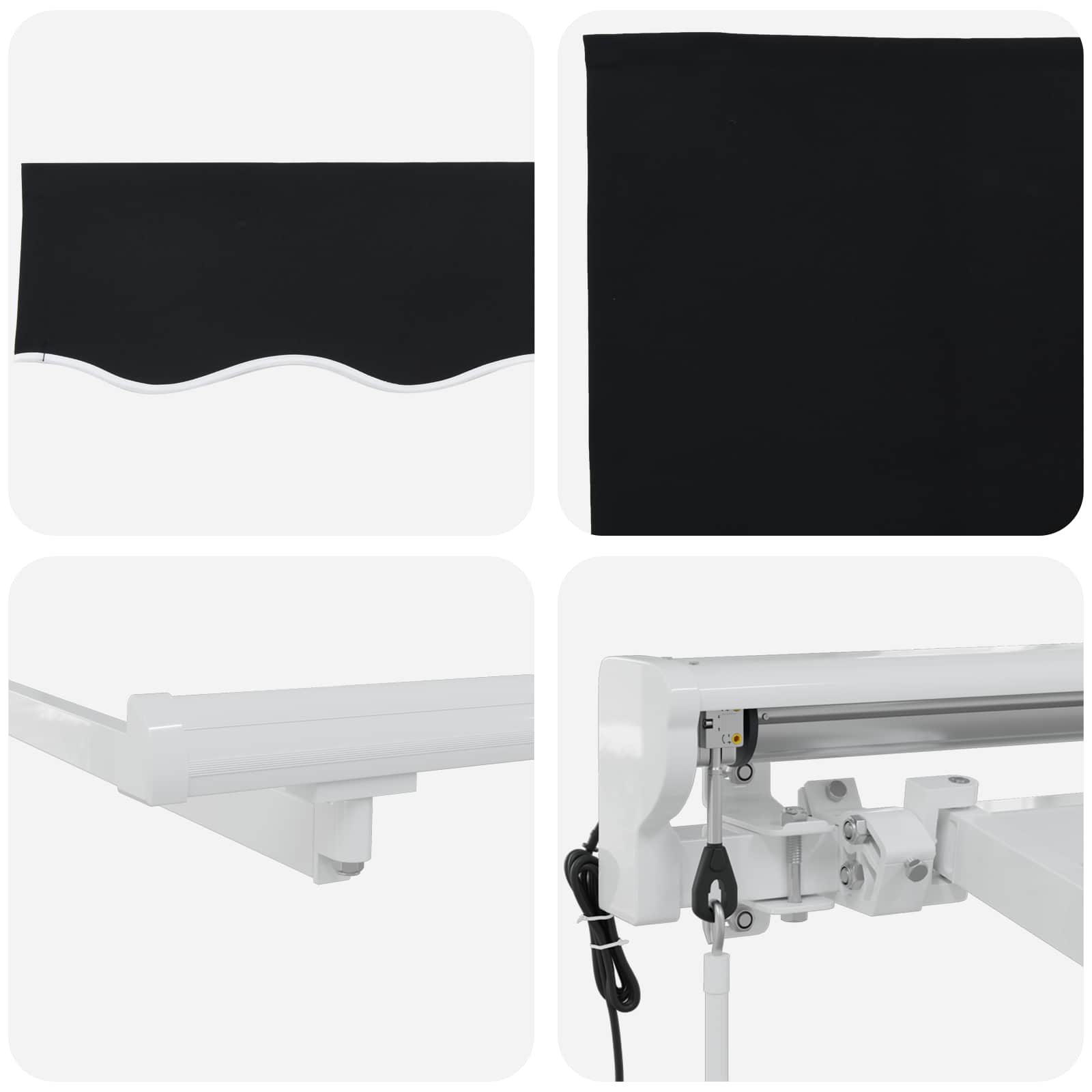 Tettuccio Elettrico Retrattile Nero e Bianco 3 x 2,5 m