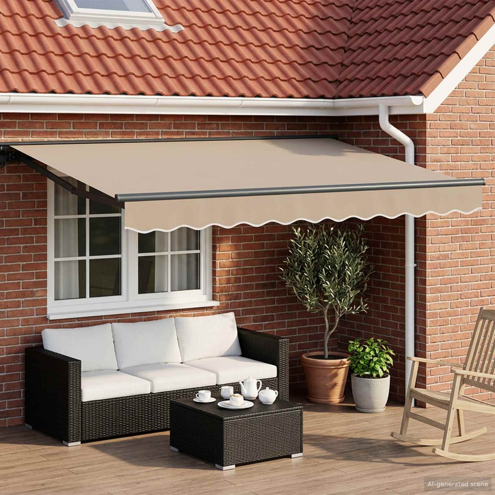 Tettuccio Elettrico Retrattile Beige e Antracite 2,5 x 2 m