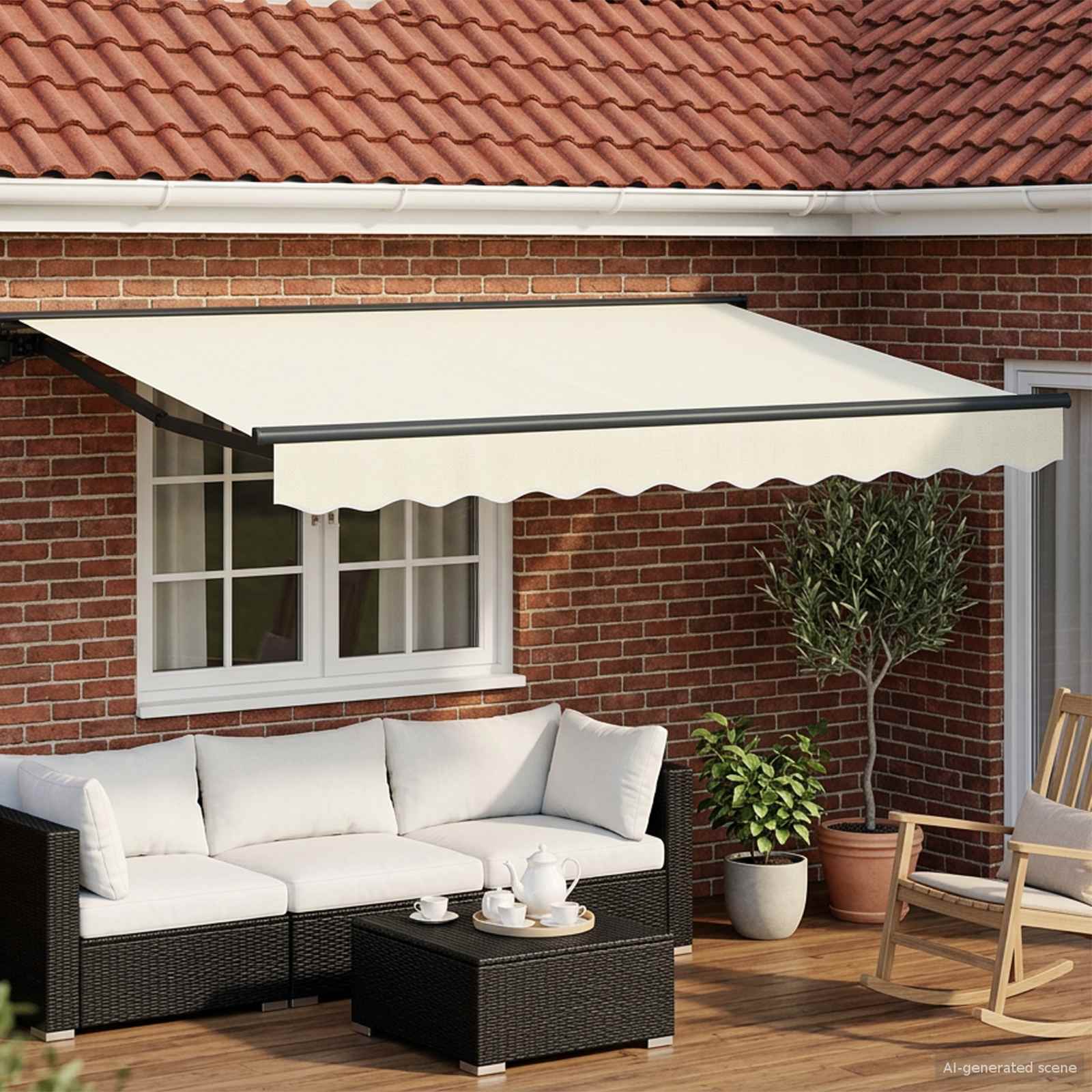 Tettuccio Elettrico Retrattile Crema e Antracite 3,5 x 2 m
