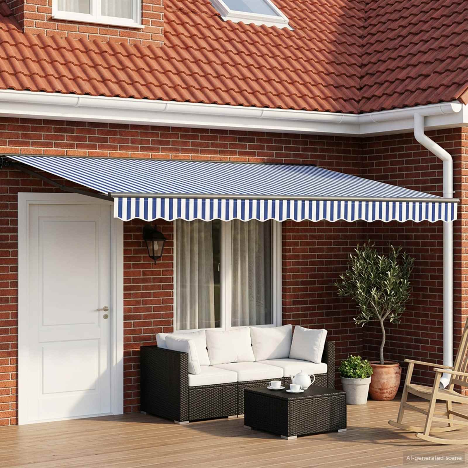Tettuccio Elettrico Retrattile Blu, Bianco, Antracite 4 x 2 m