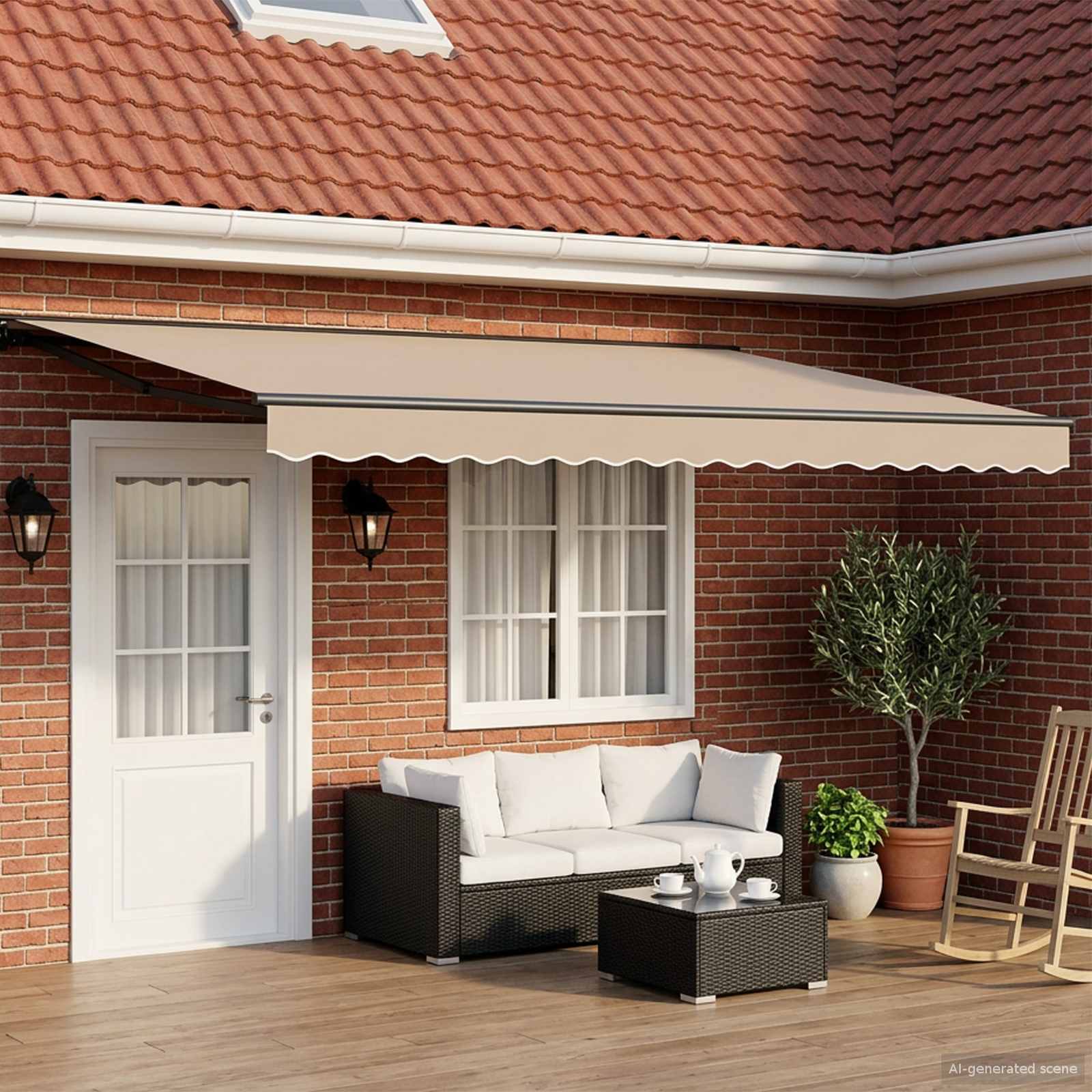 Tettuccio Elettrico Retrattile Beige e Antracite 4 x 2 m