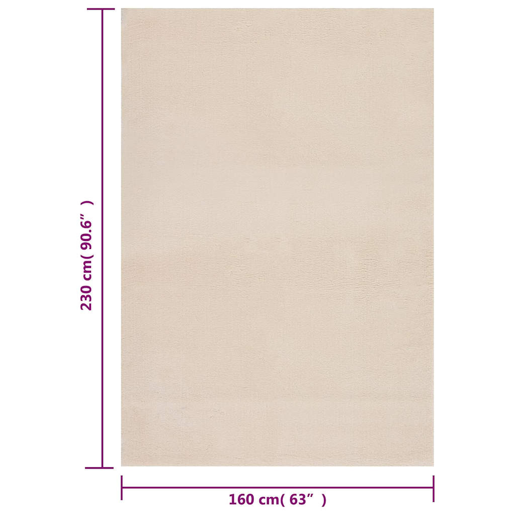 Tappeto Lavabile Soffice Pelo Corto 160x230cm Antiscivolo Beige