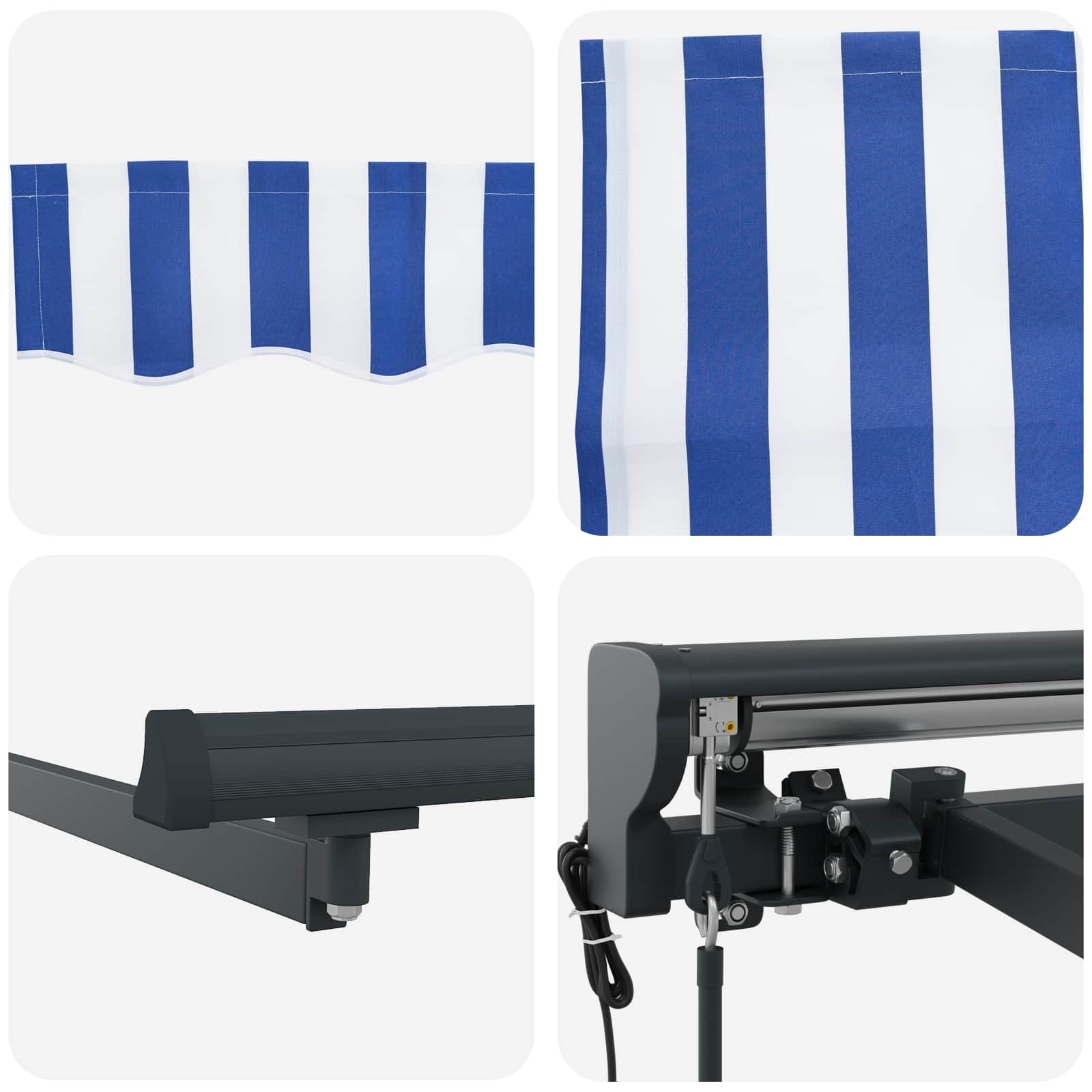 Tettuccio Elettrico Retrattile Blu, Bianco, Antracite 4 × 3 m