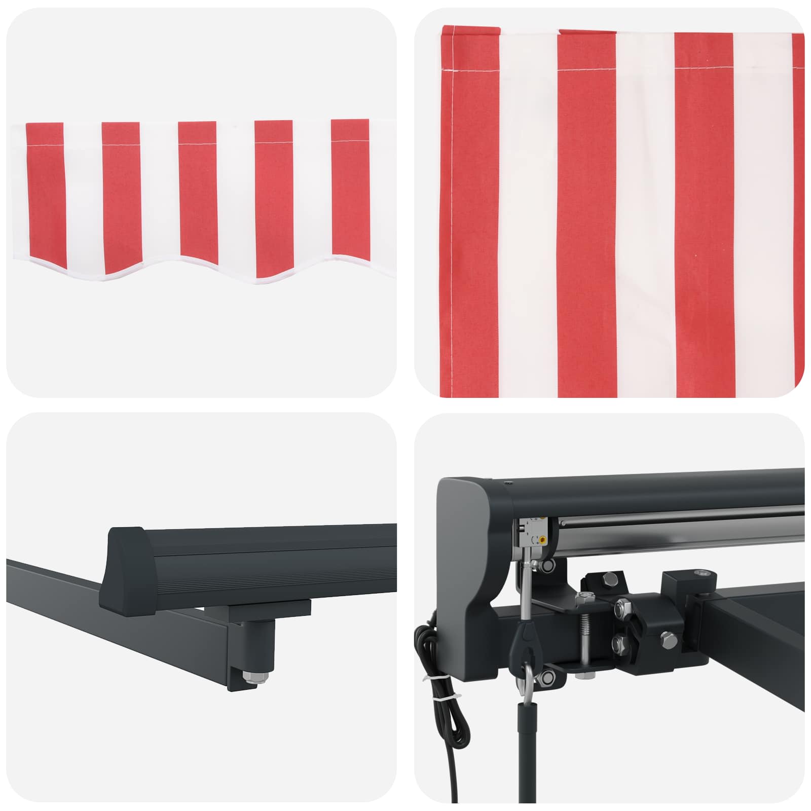 Tettuccio Elettrico Retrattile Rosso, Bianco, Antracite 5 x 3 m