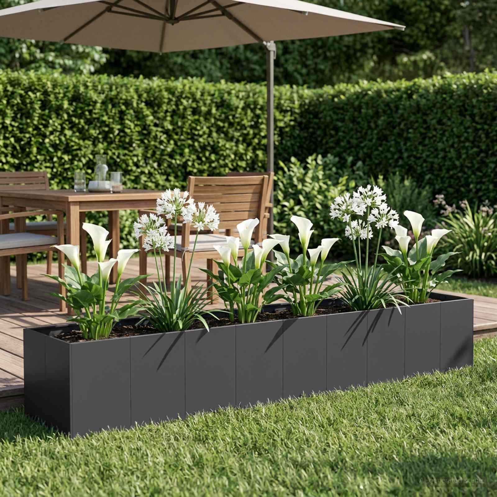 Vaso da giardino Nero 360 x 80 x 60 cm