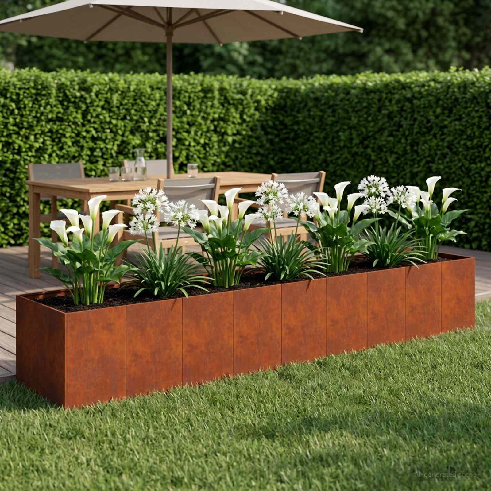 Vaso da giardino Ruggine 360 x 80 x 60 cm Acciaio Corten