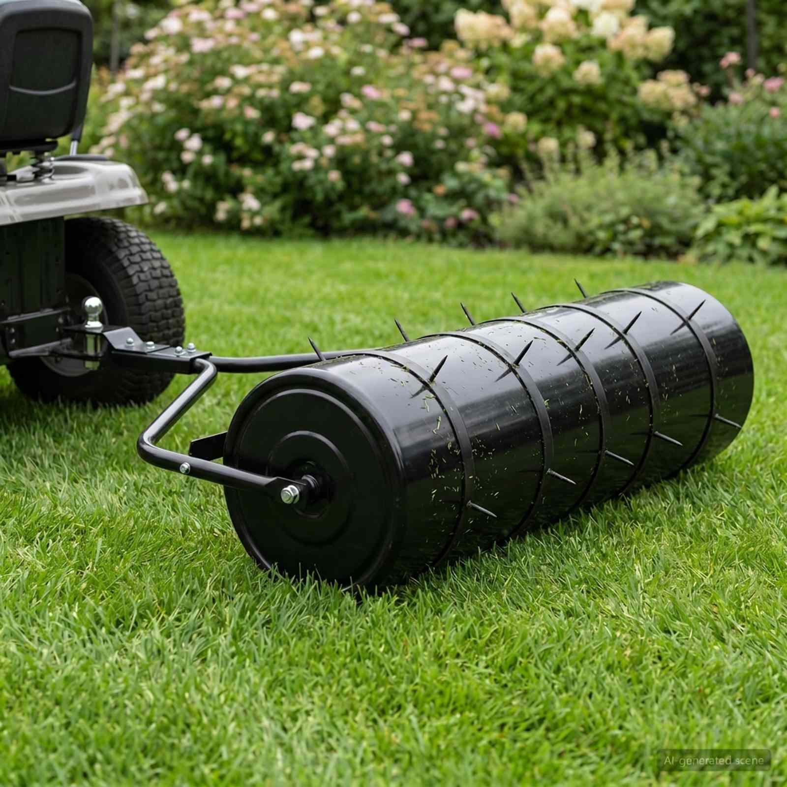 Rullo per prato da giardino con morsetti per aeratori Acciaio