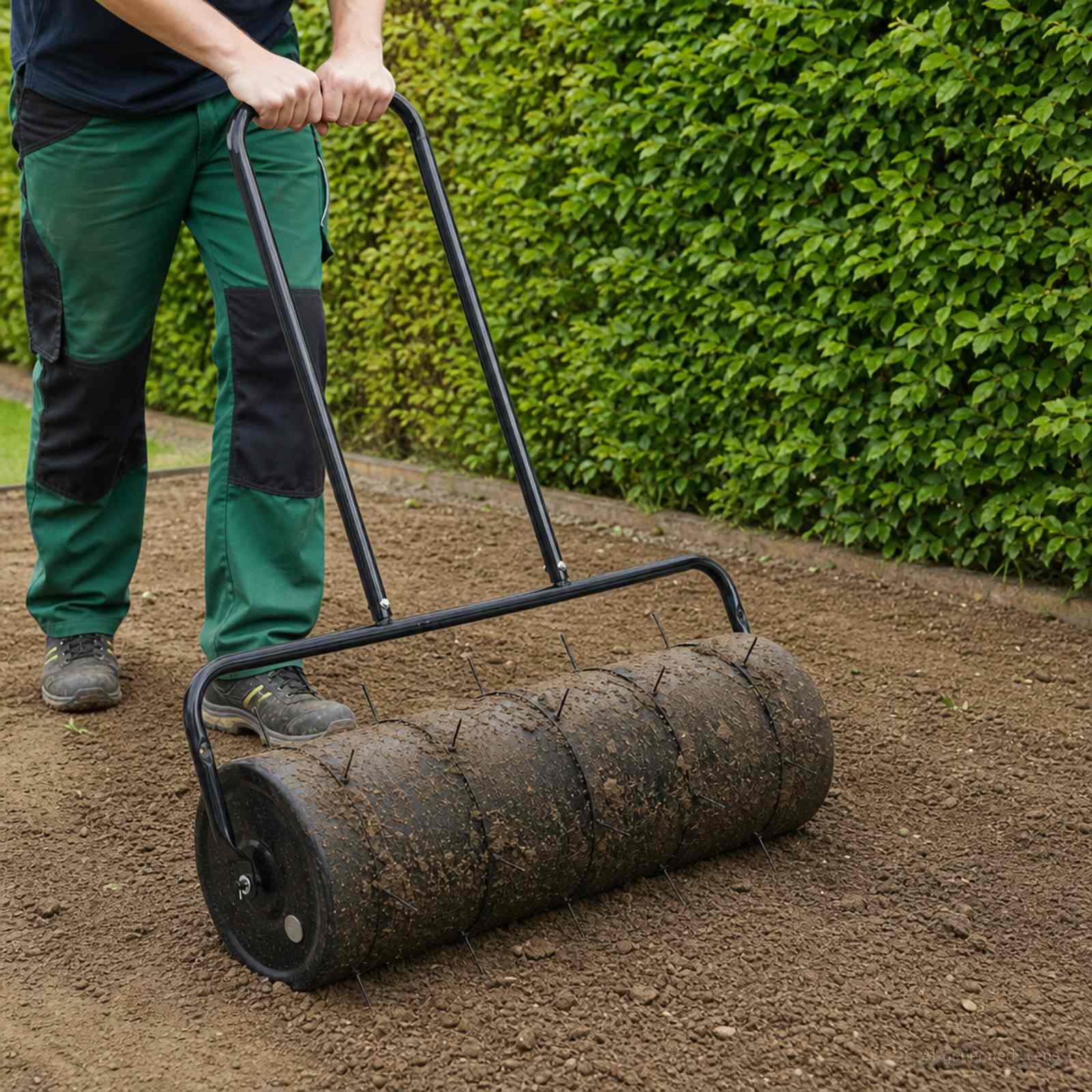 Rullo per prato da giardino con morsetti per aeratori Acciaio