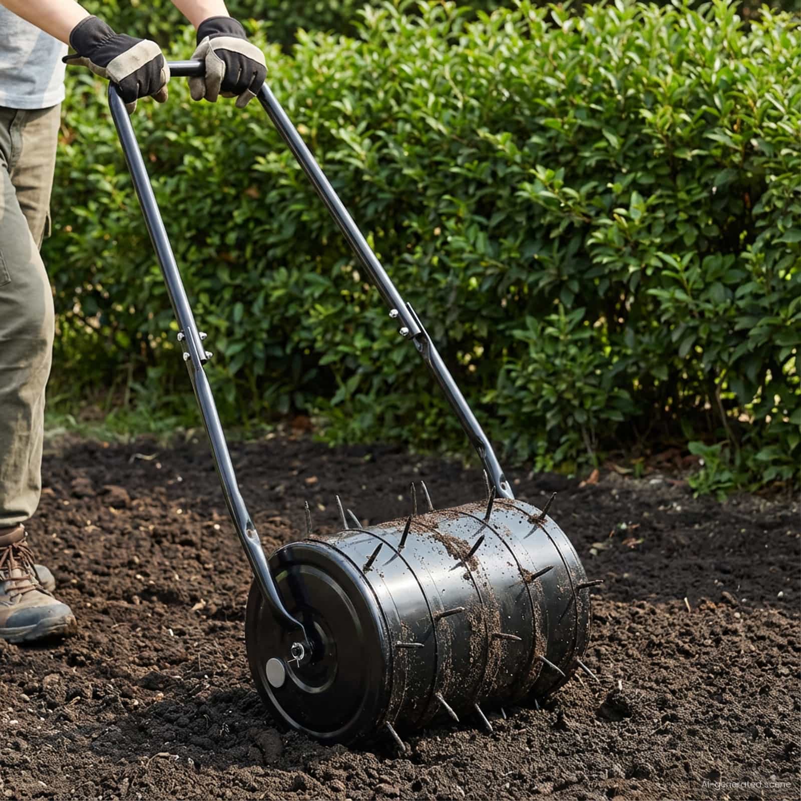 Rullo per prato da giardino con morsetti per aeratori Acciaio