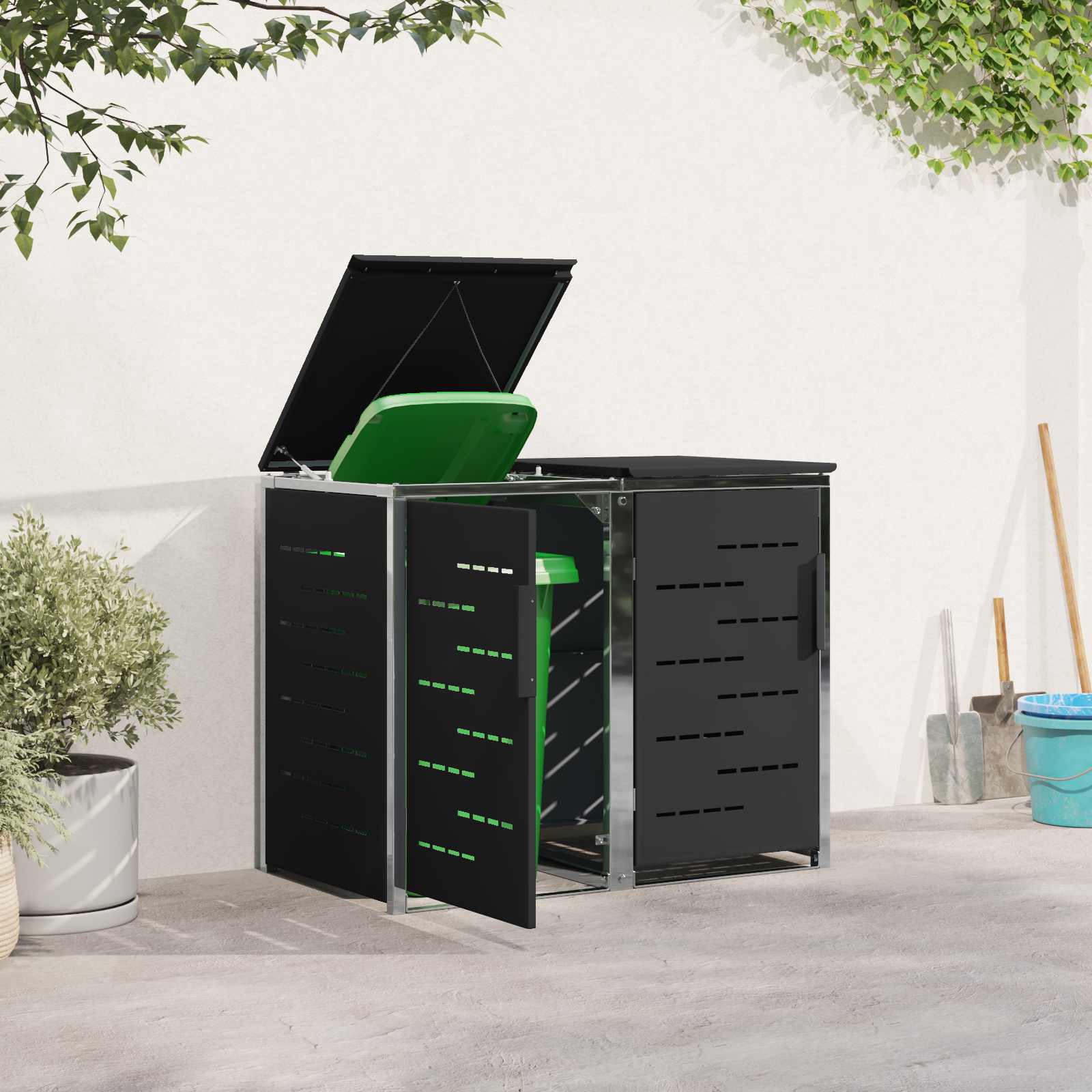 Stoccaggio contenitore a ruote for 2 Bins 240L Acciaio Inox