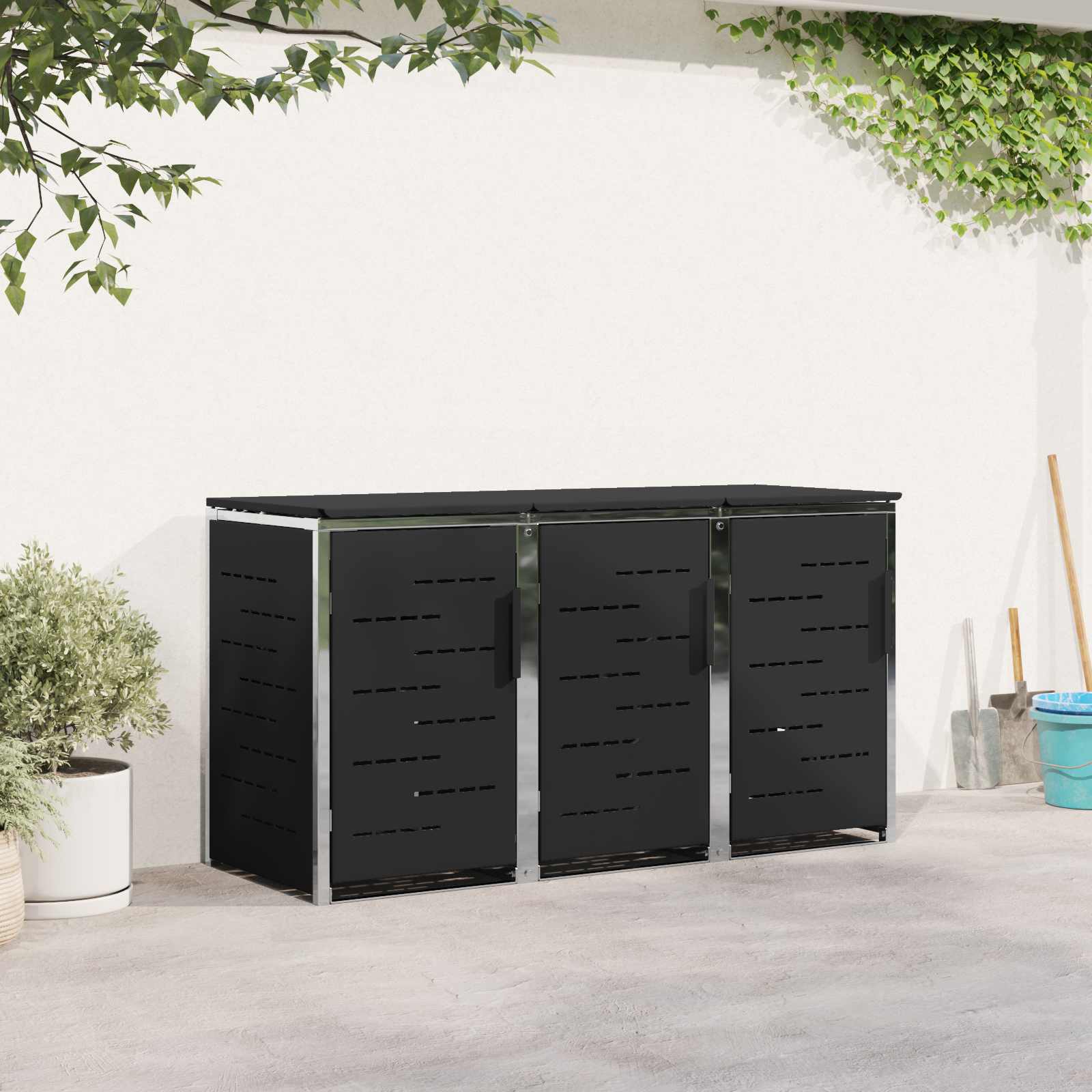 Stoccaggio contenitore a ruote for 3 Bins 240L Acciaio Inox