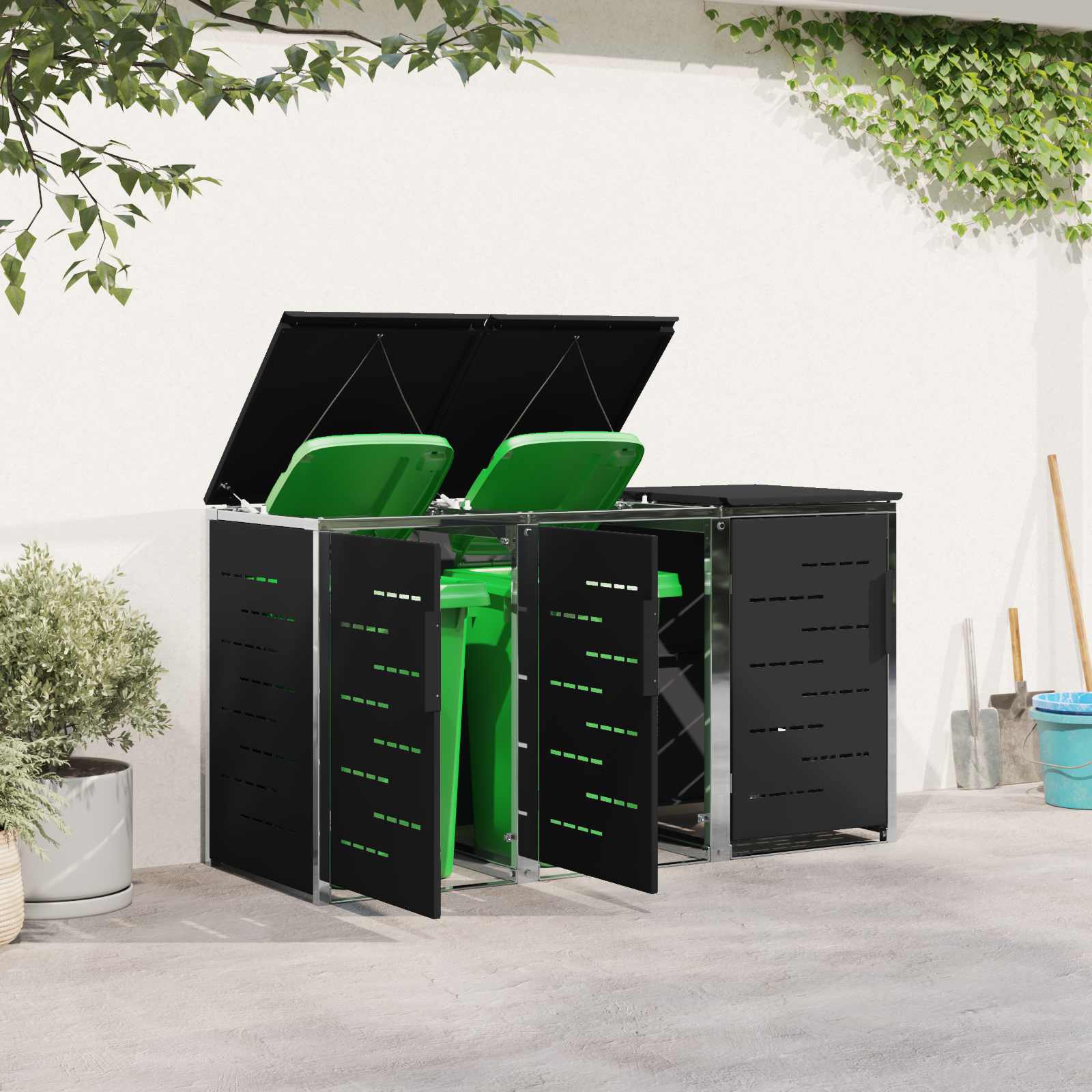 Stoccaggio contenitore a ruote for 3 Bins 240L Acciaio Inox