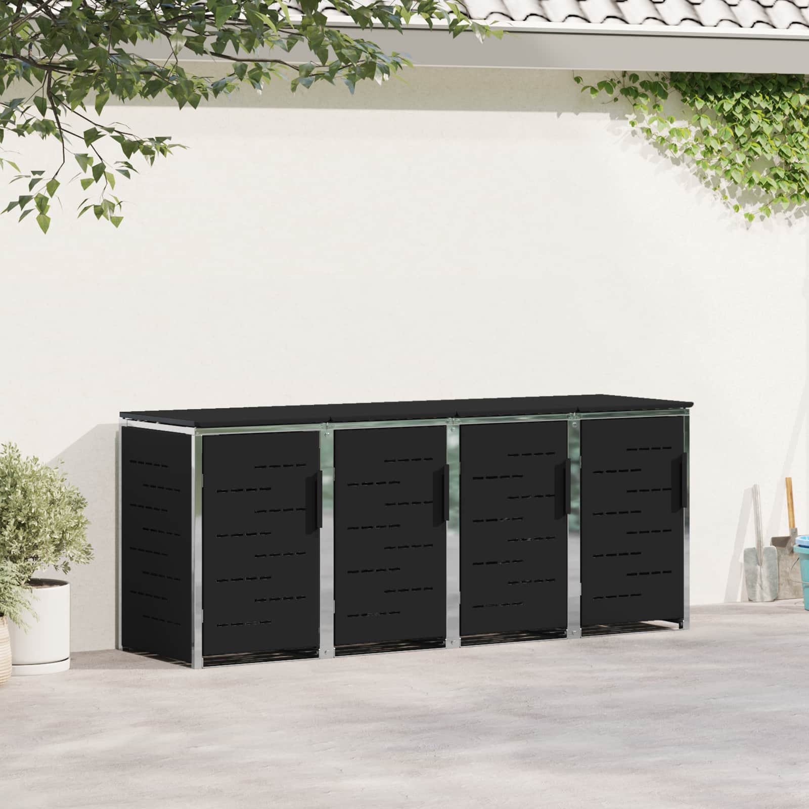 Stoccaggio contenitore a ruote for 4 Bins 240L Acciaio Inox