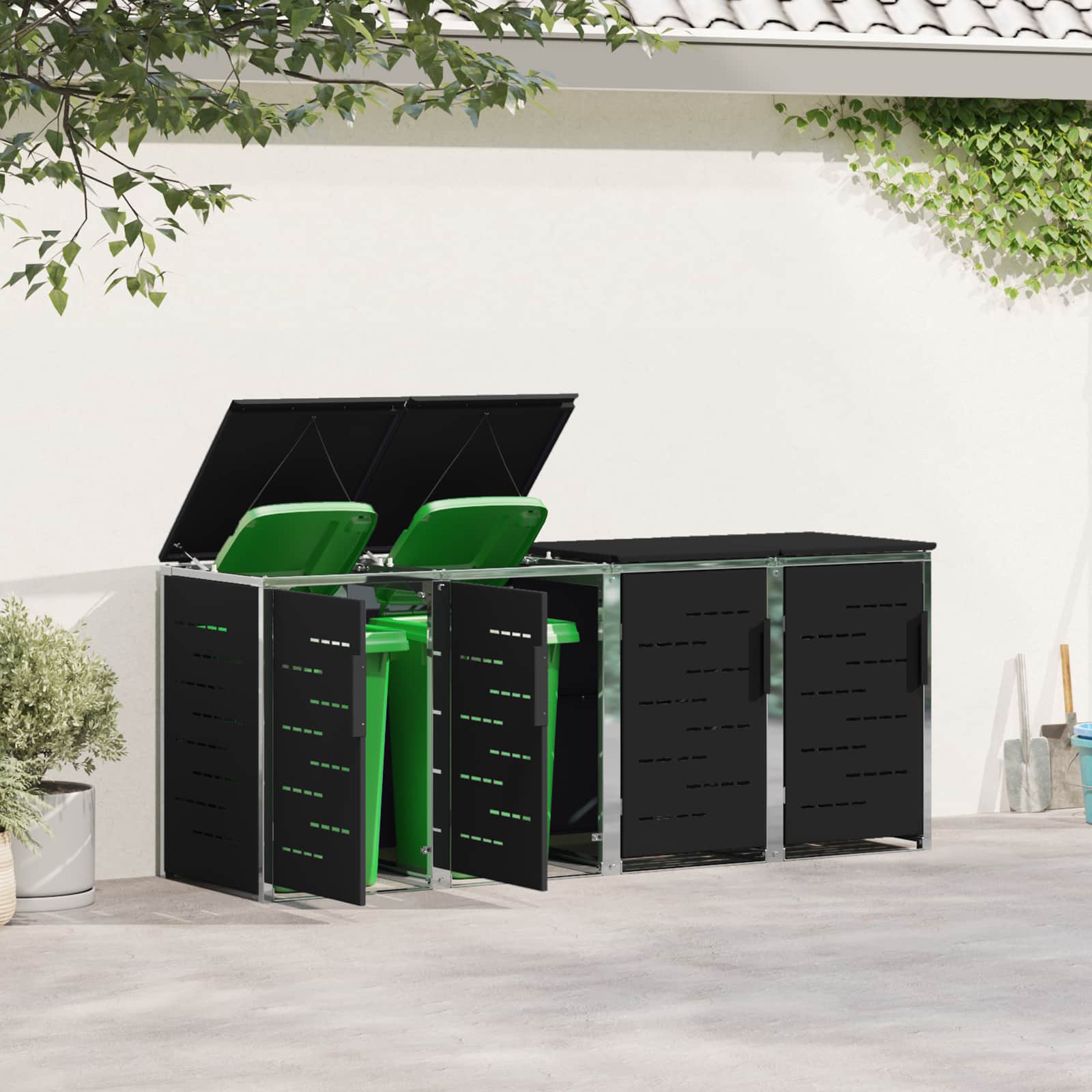 Stoccaggio contenitore a ruote for 4 Bins 240L Acciaio Inox