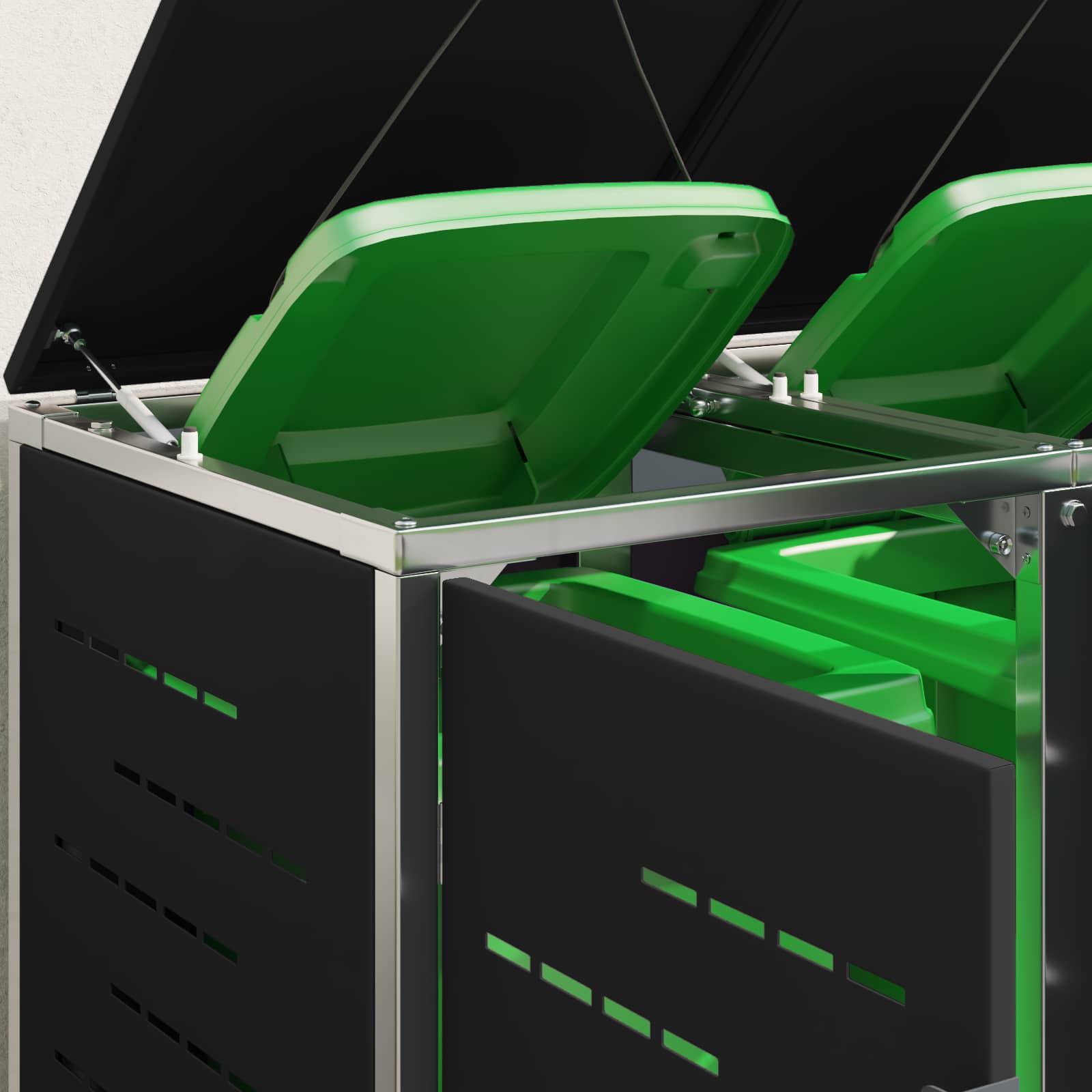 Stoccaggio contenitore a ruote for 4 Bins 240L Acciaio Inox
