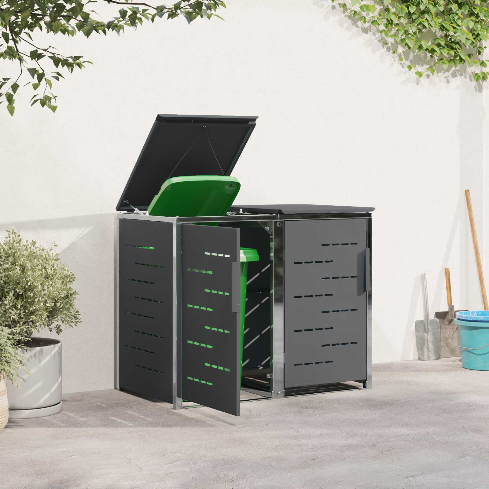 Stoccaggio contenitore a ruote for 2 Bins 240L Acciaio Inox