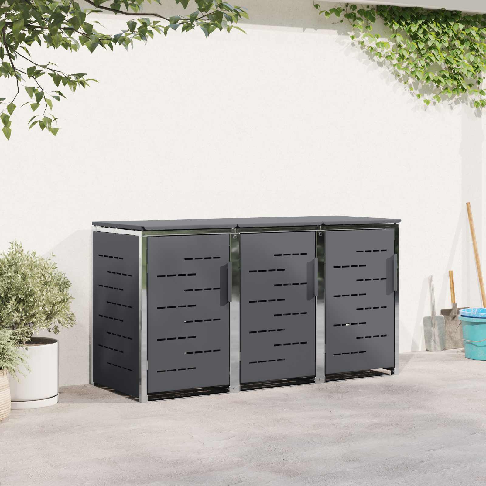 Stoccaggio contenitore a ruote for 3 Bins 240L Acciaio Inox
