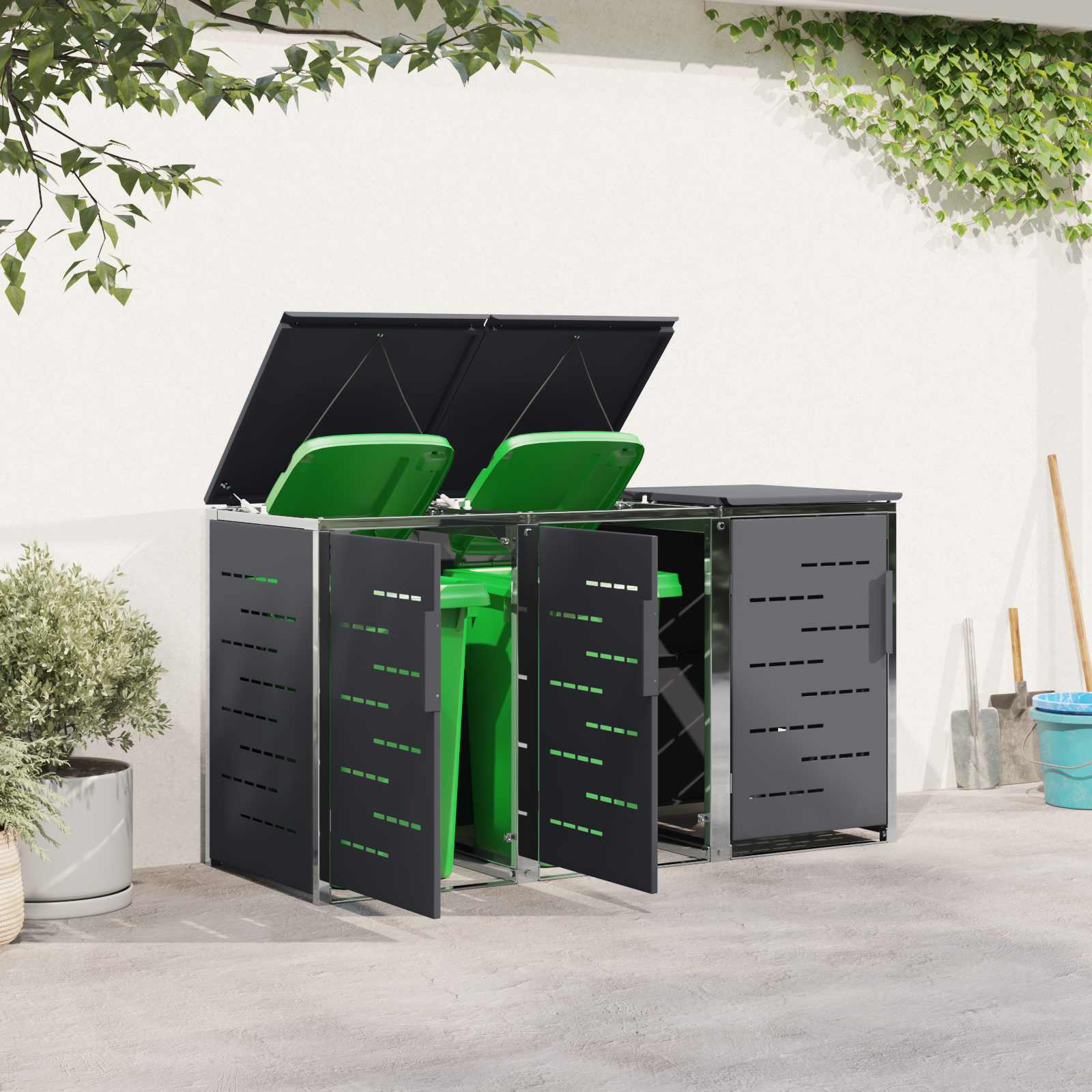 Stoccaggio contenitore a ruote for 3 Bins 240L Acciaio Inox