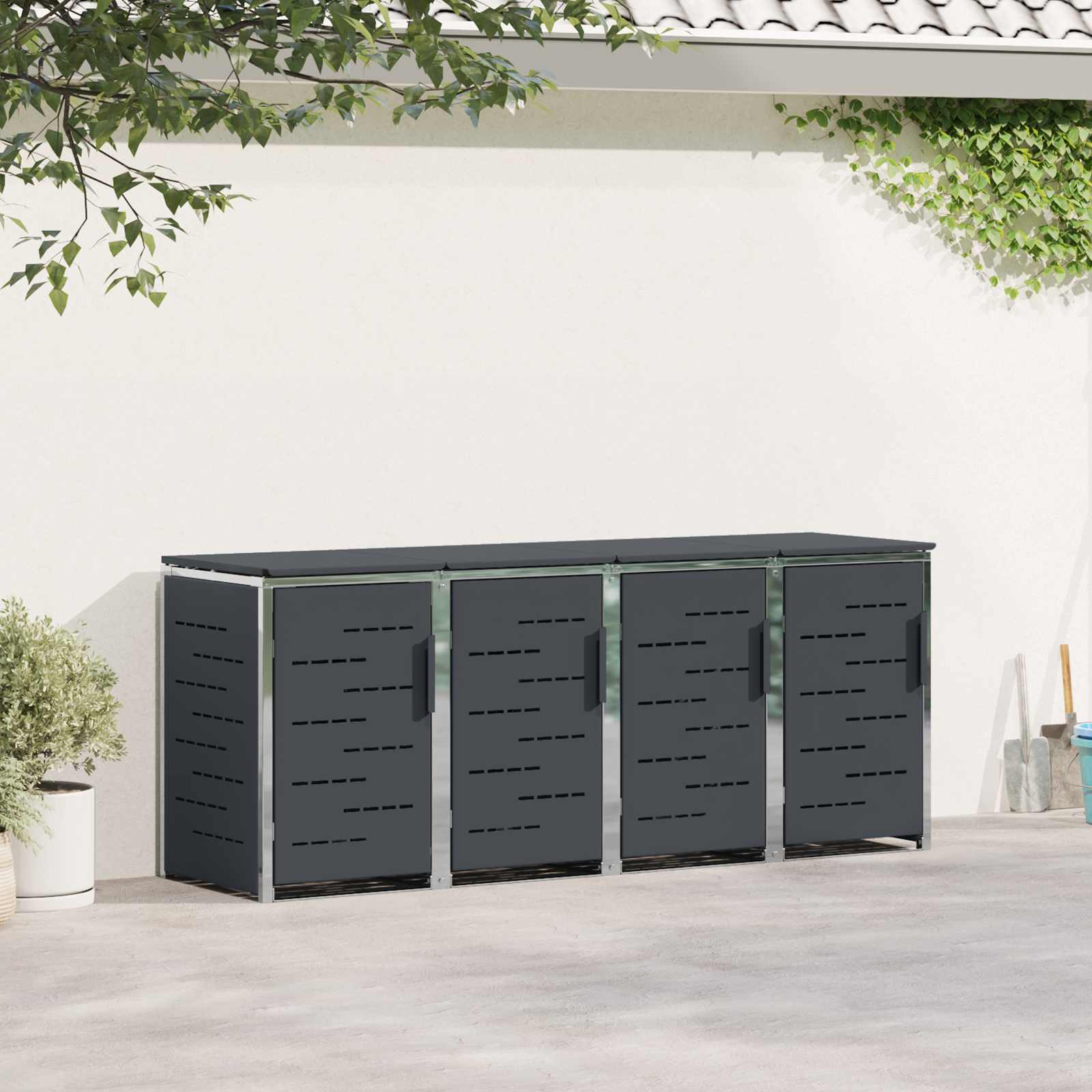 Stoccaggio contenitore a ruote for 4 Bins 240L Acciaio Inox